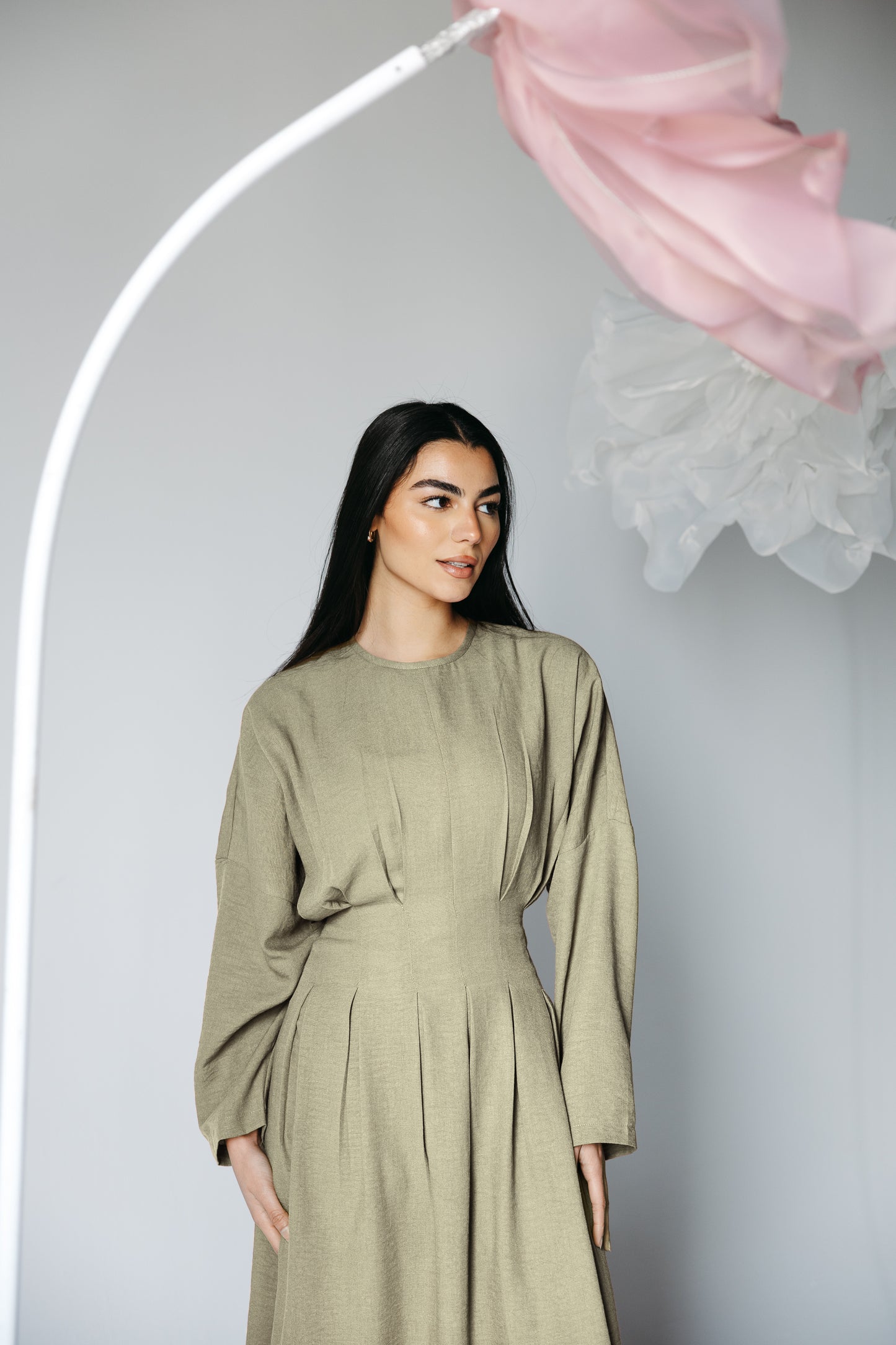 The Blossom Dress in Olive haze