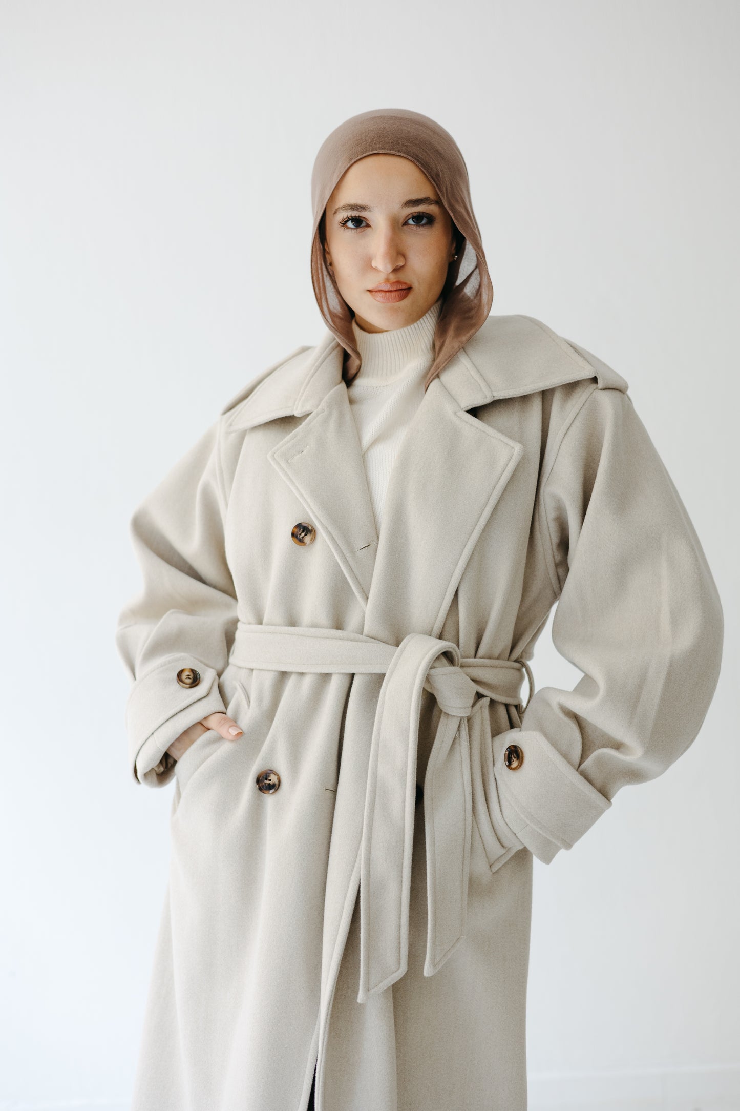 The Maison Coat in Almond beige
