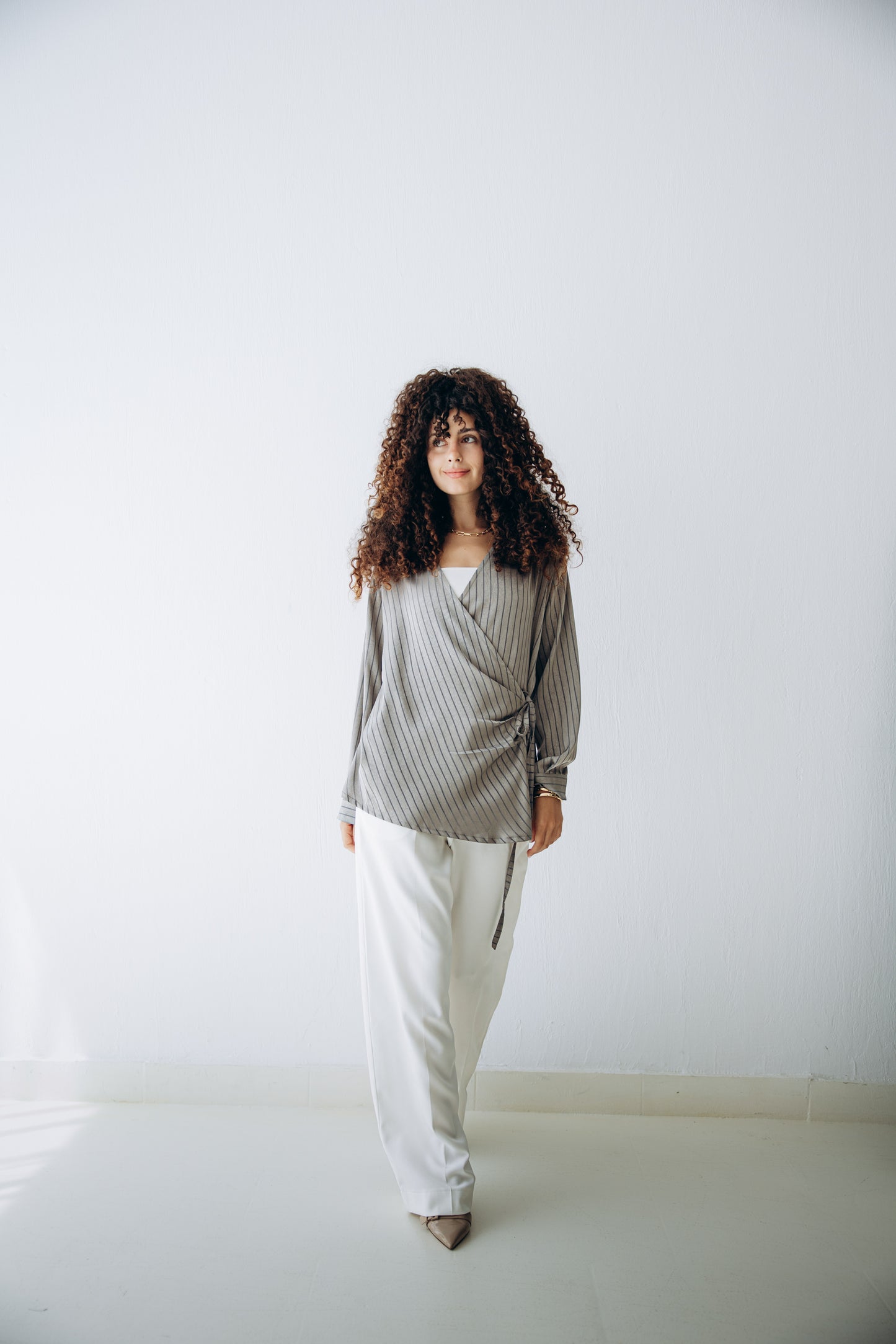 Glow Pleat Blouse in Stone