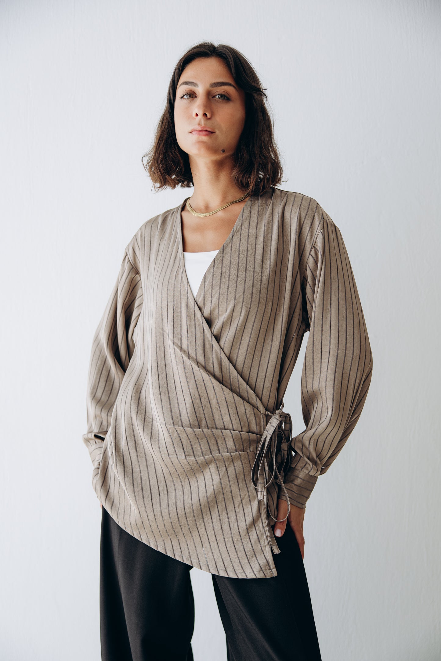 Glow Pleat Blouse in Olive