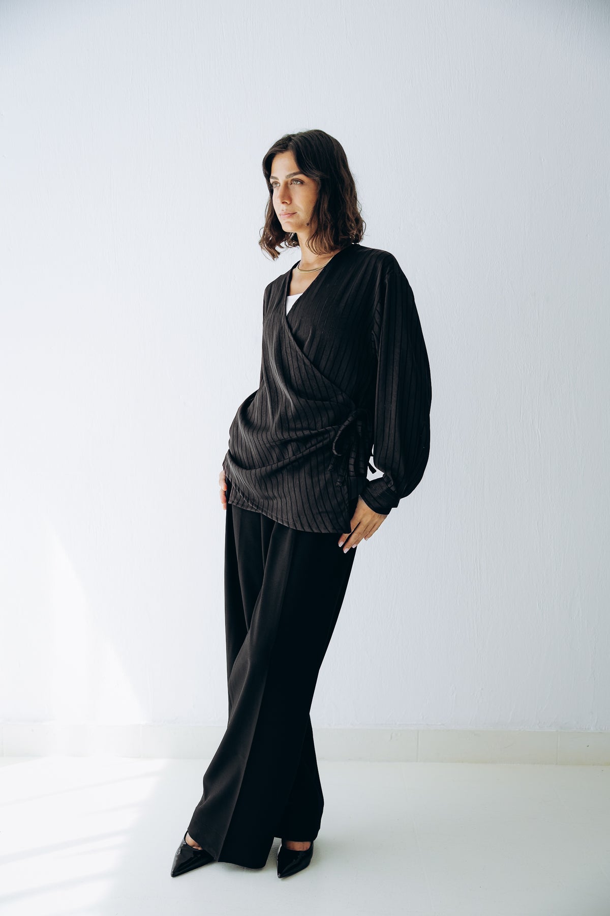 Glow Pleat Blouse in Black