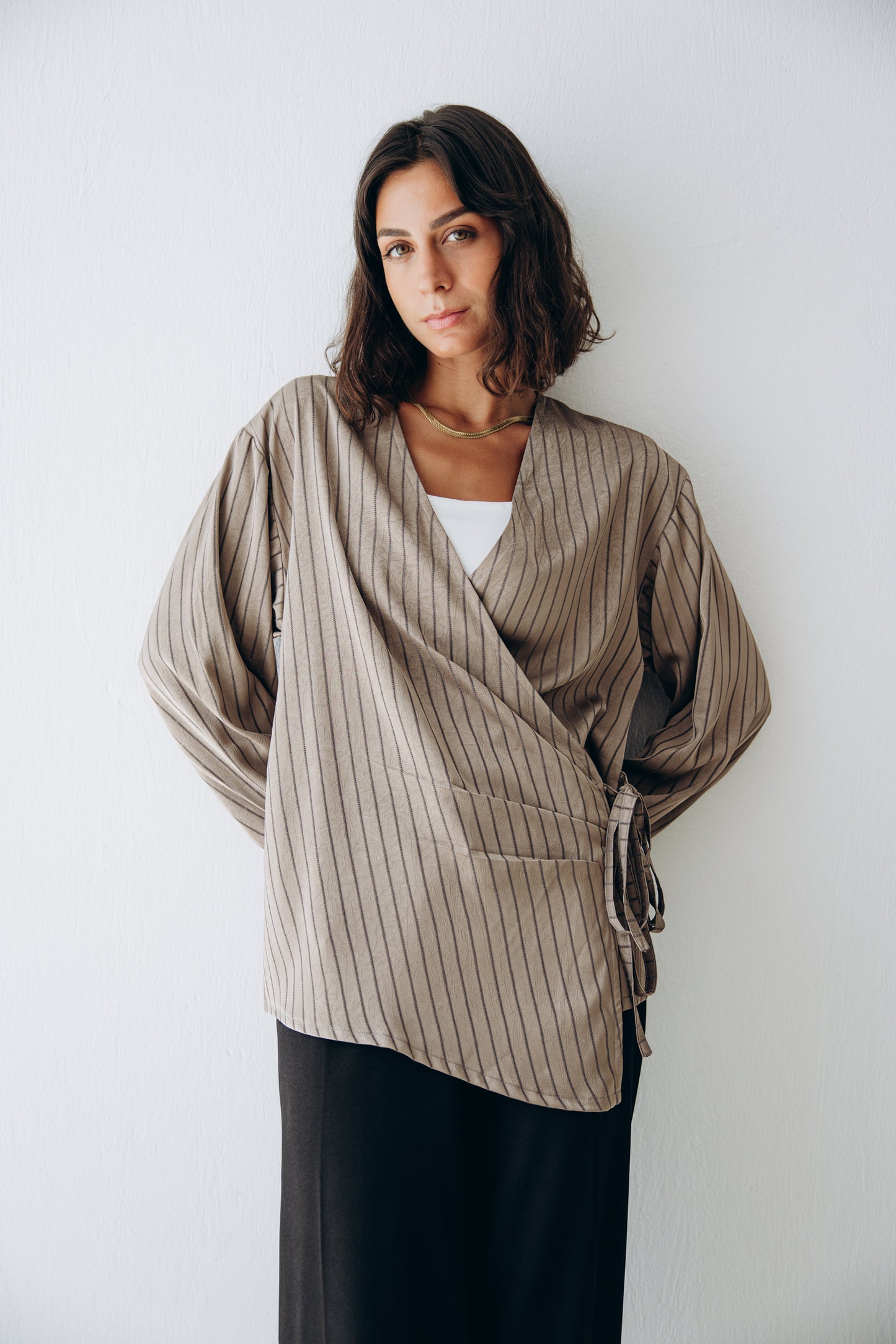 Glow Pleat Blouse in Olive