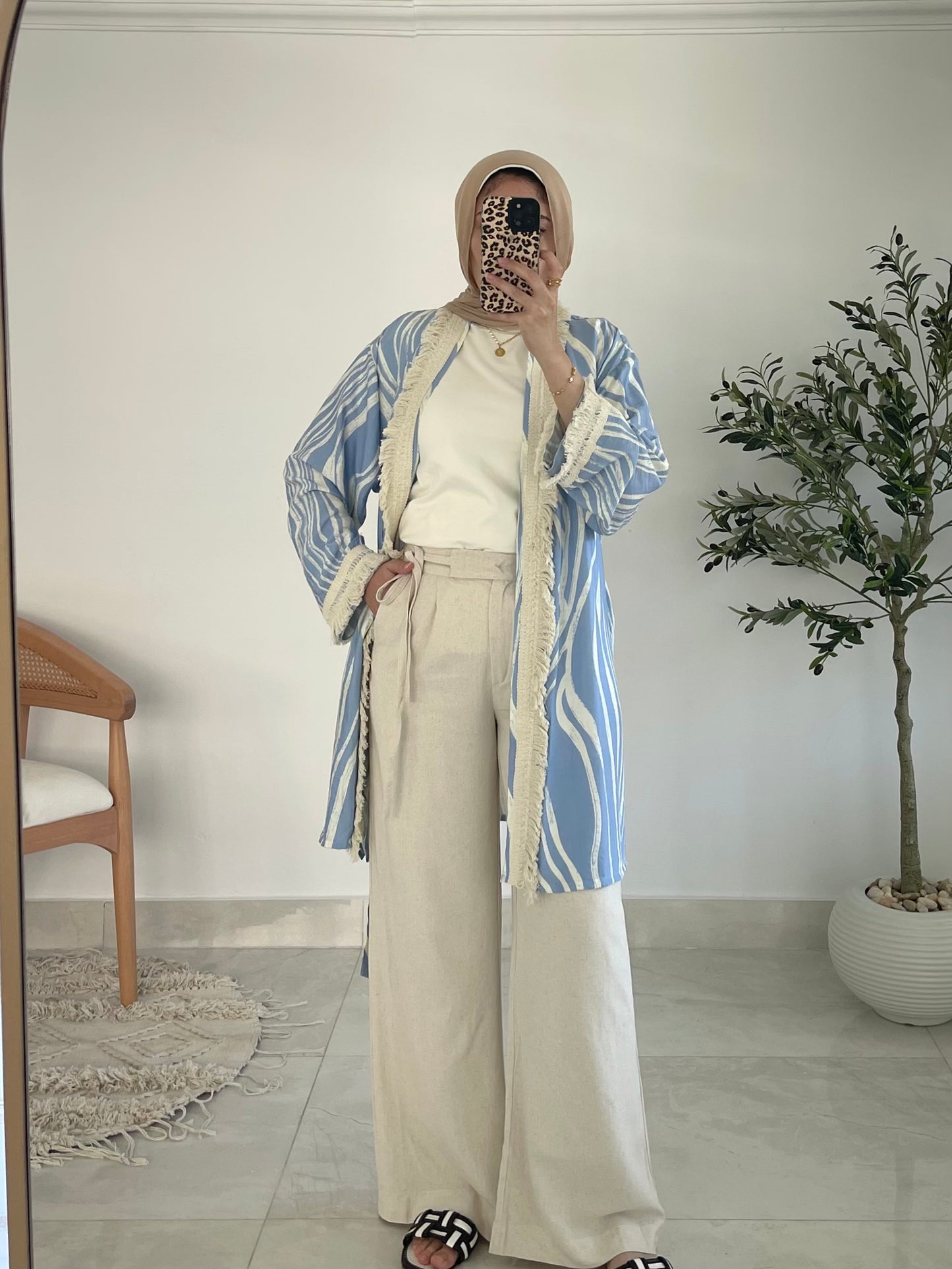 Oia Haze kimono in Sky blue