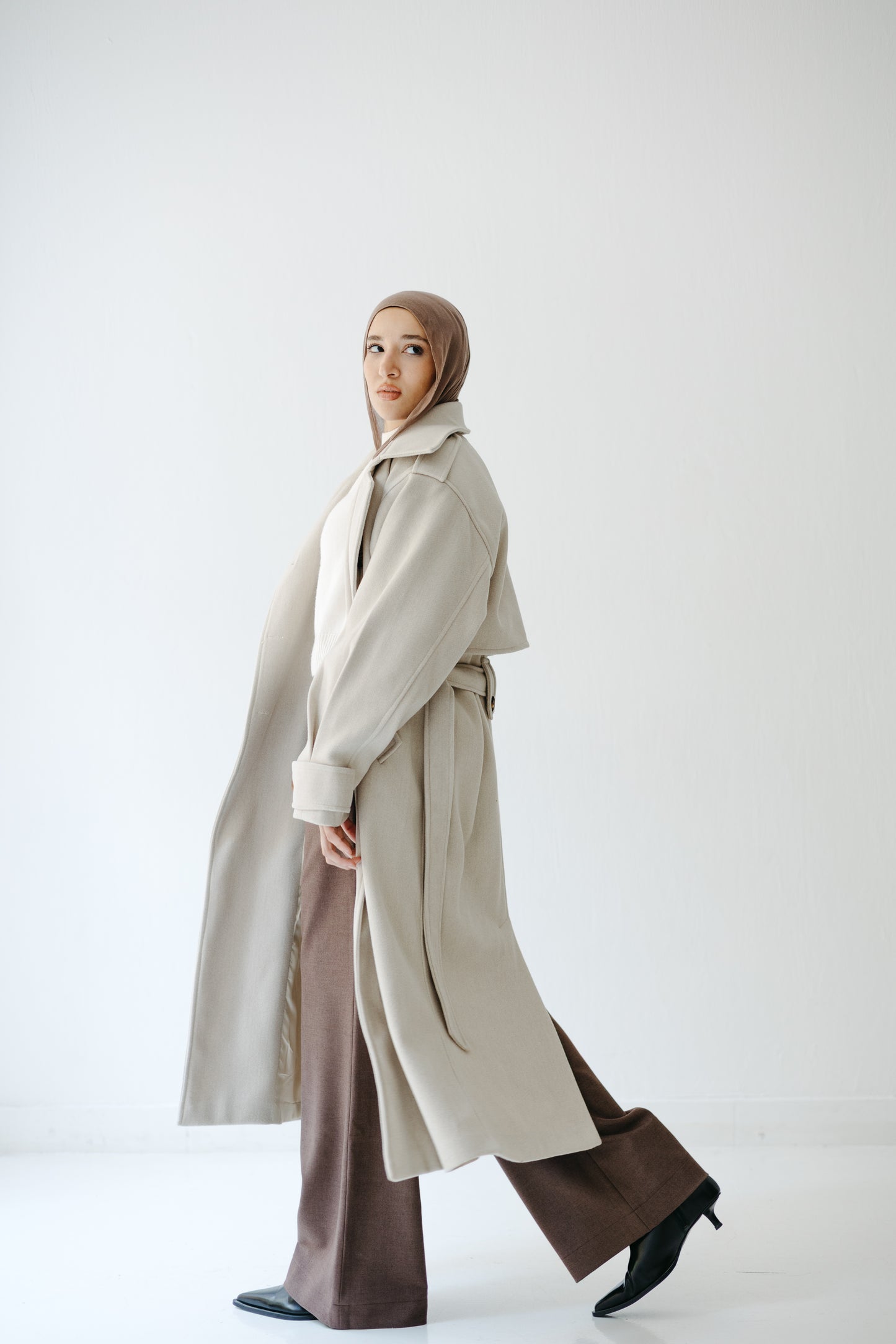 The Maison Coat in Almond beige