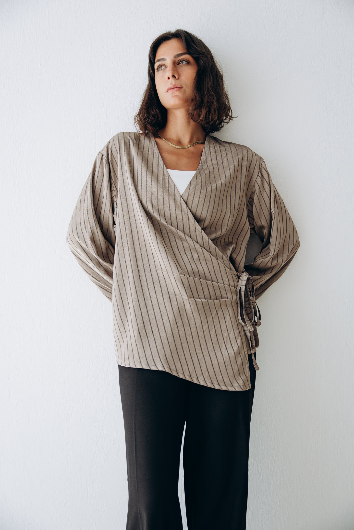 Glow Pleat Blouse in Olive