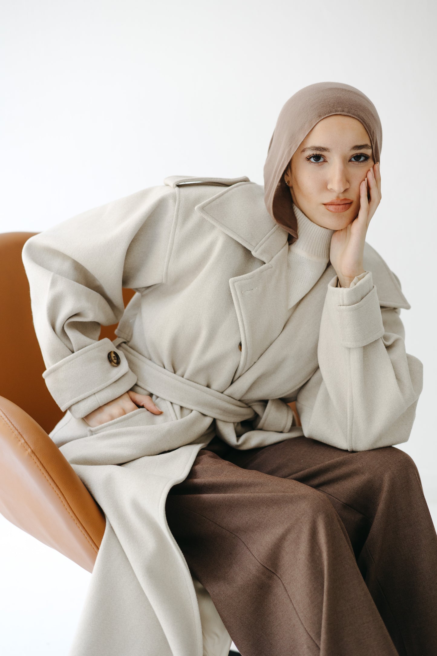 The Maison Coat in Almond beige