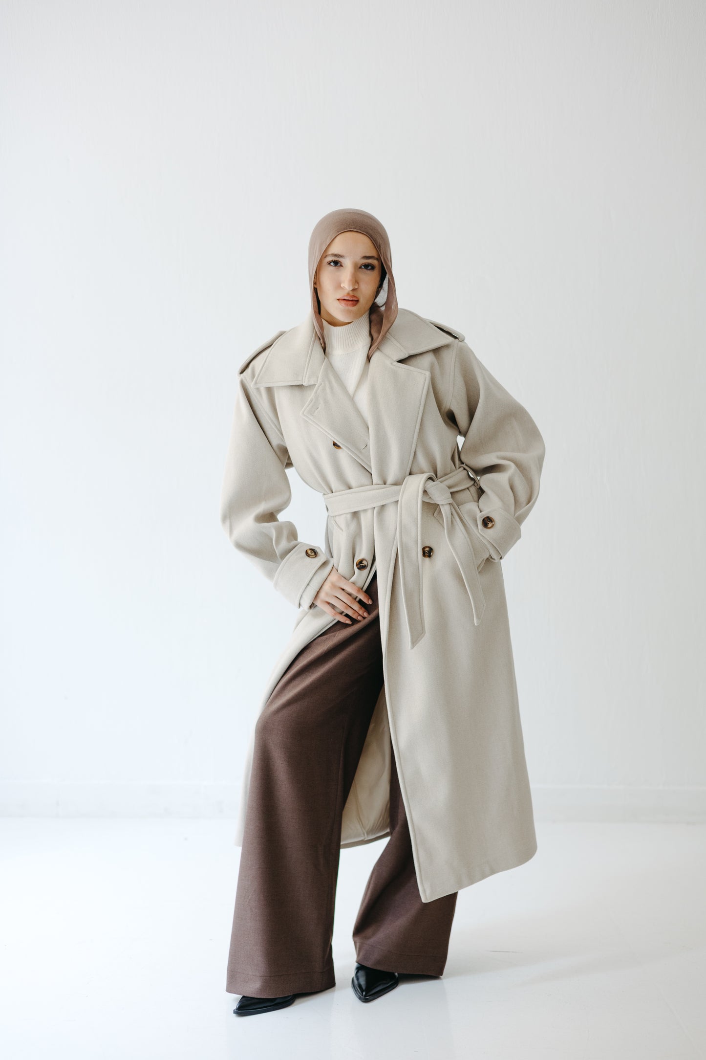 The Maison Coat in Almond beige