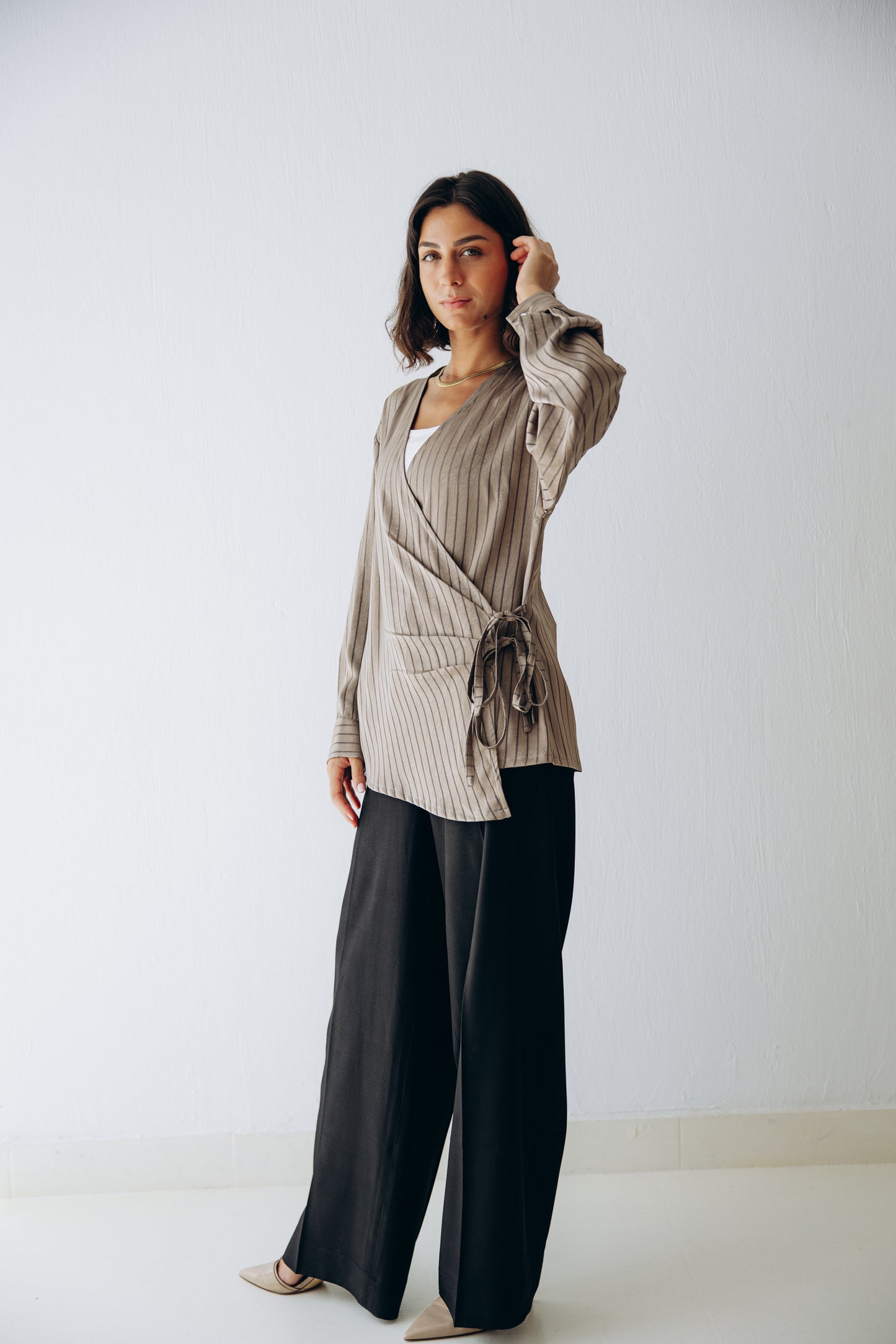 Glow Pleat Blouse in Olive