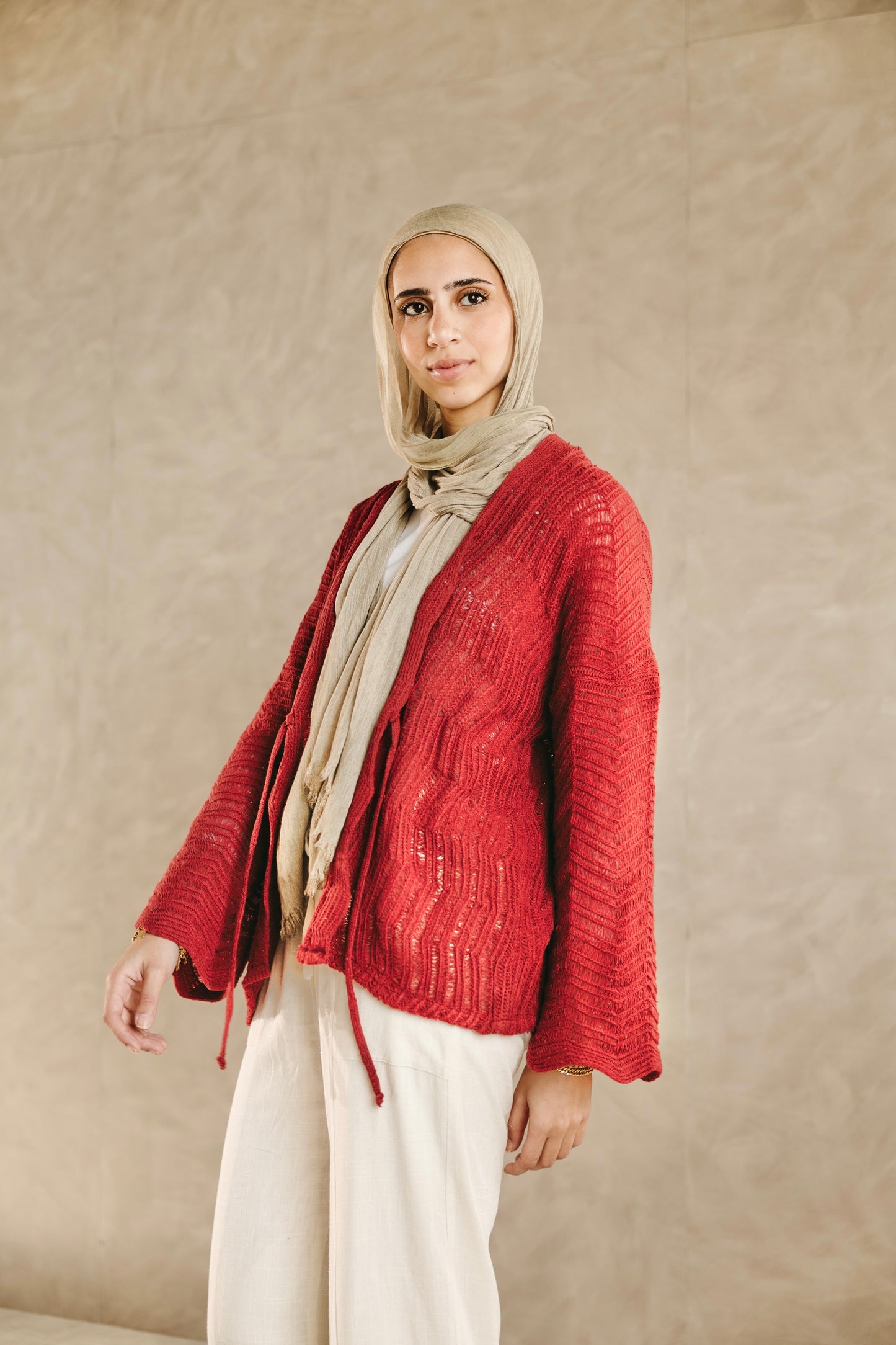 Havana cardigan in Pale Red