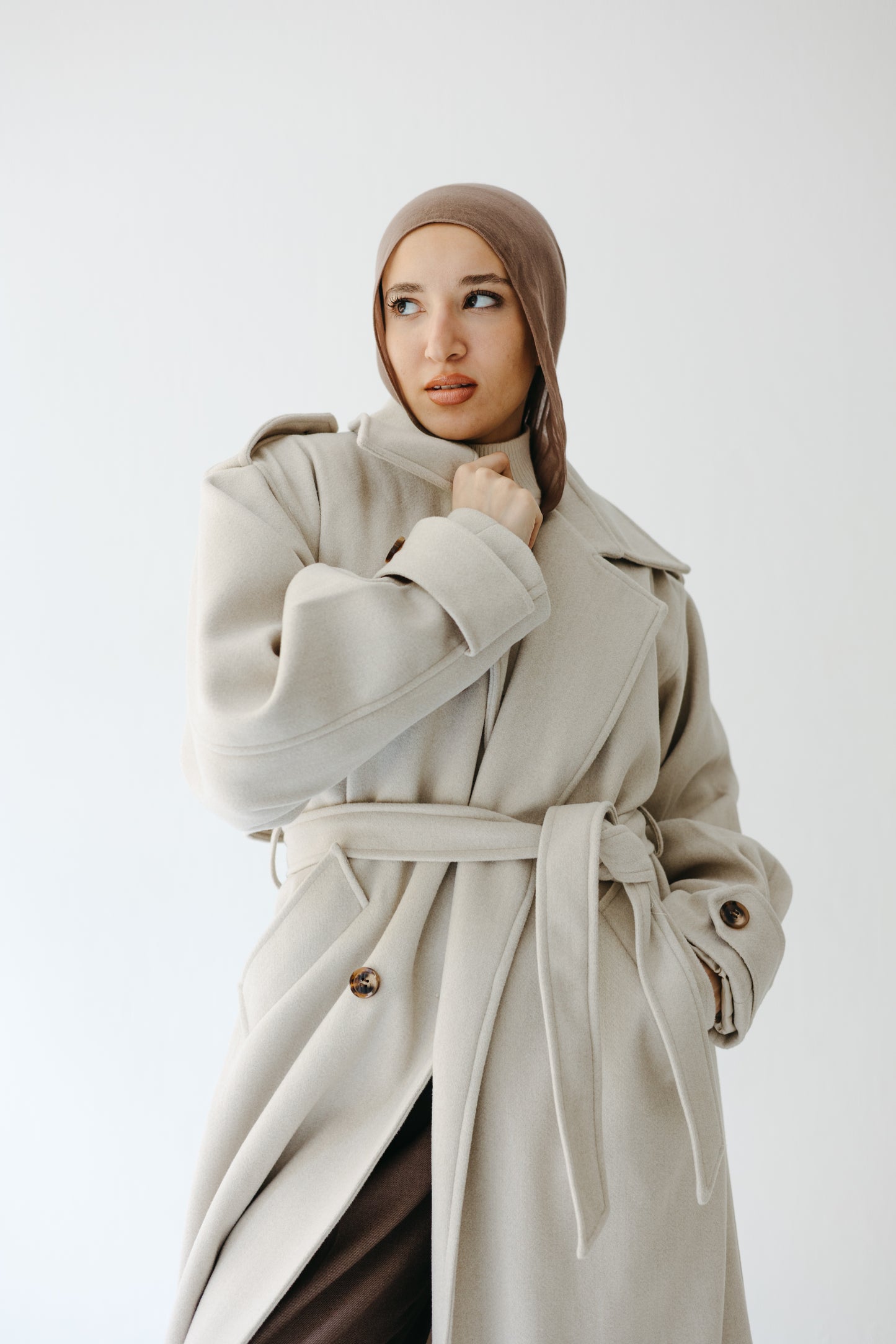The Maison Coat in Almond beige