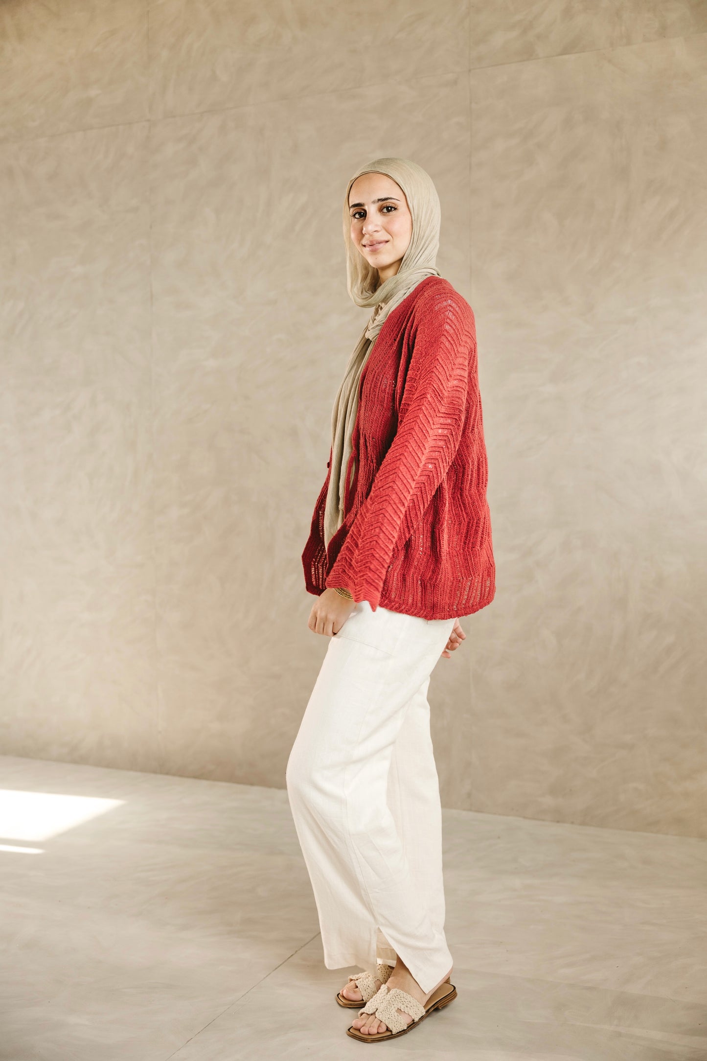 Havana cardigan in Pale Red