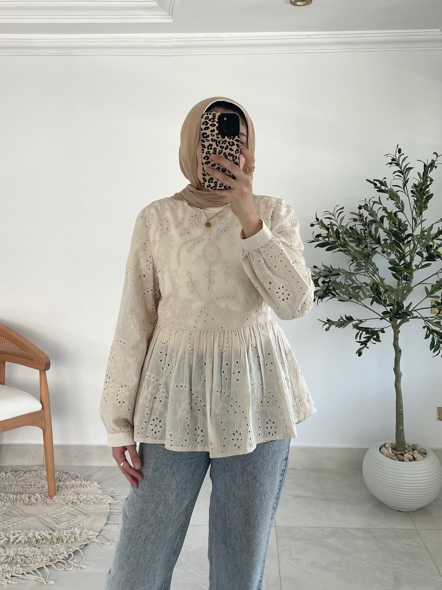 Summer Blossom Blouse in Beige