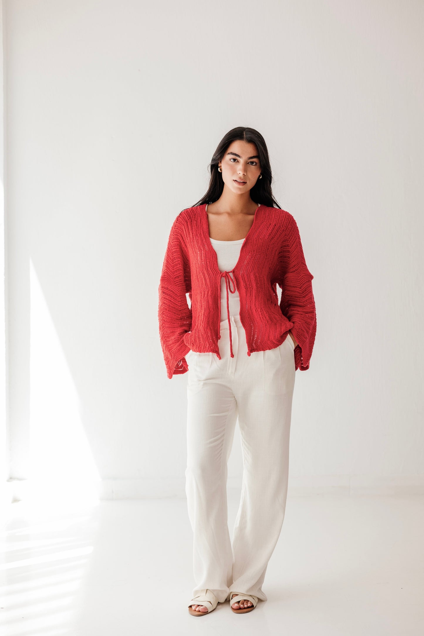 Havana cardigan in Pale Red