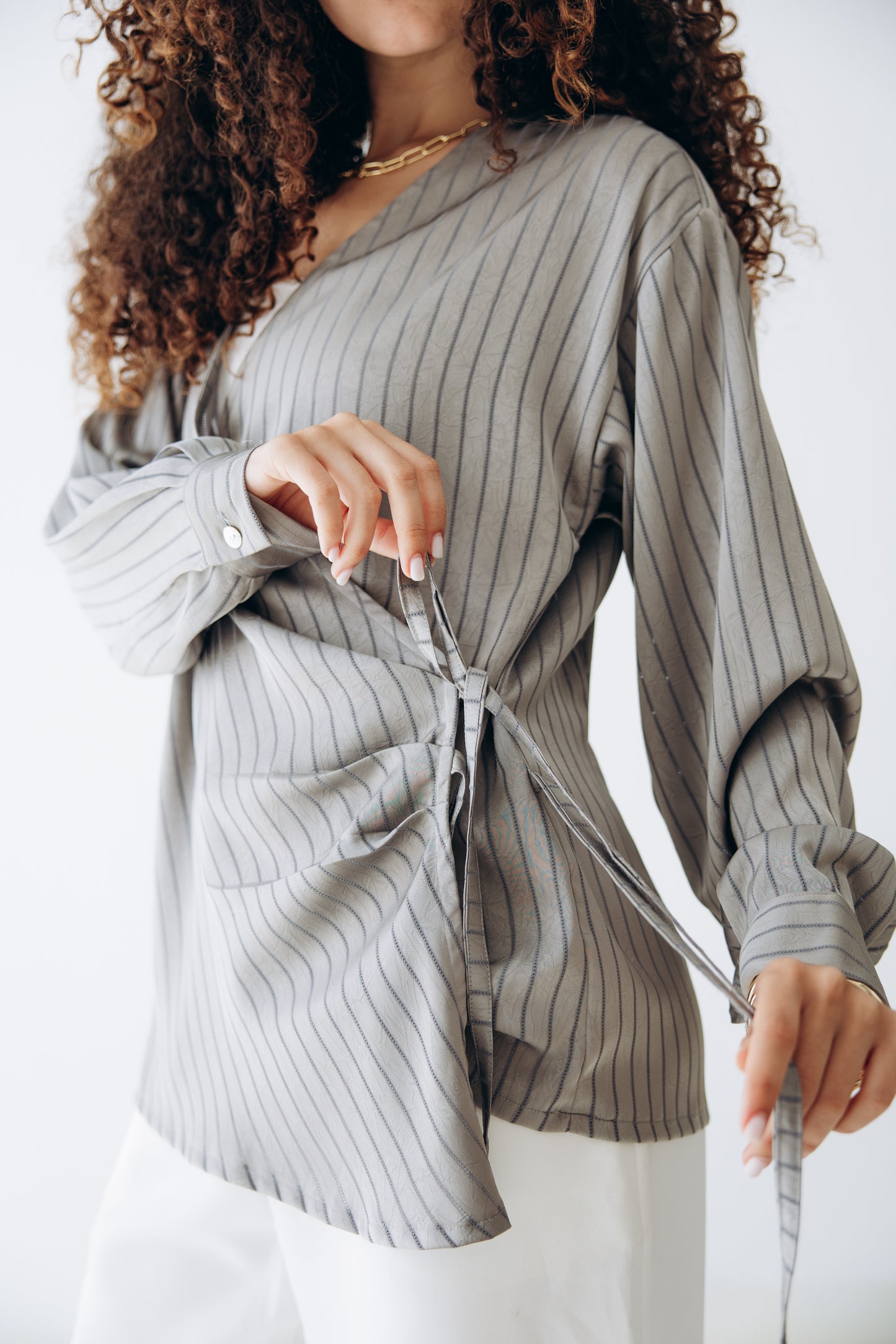 Glow Pleat Blouse in Stone
