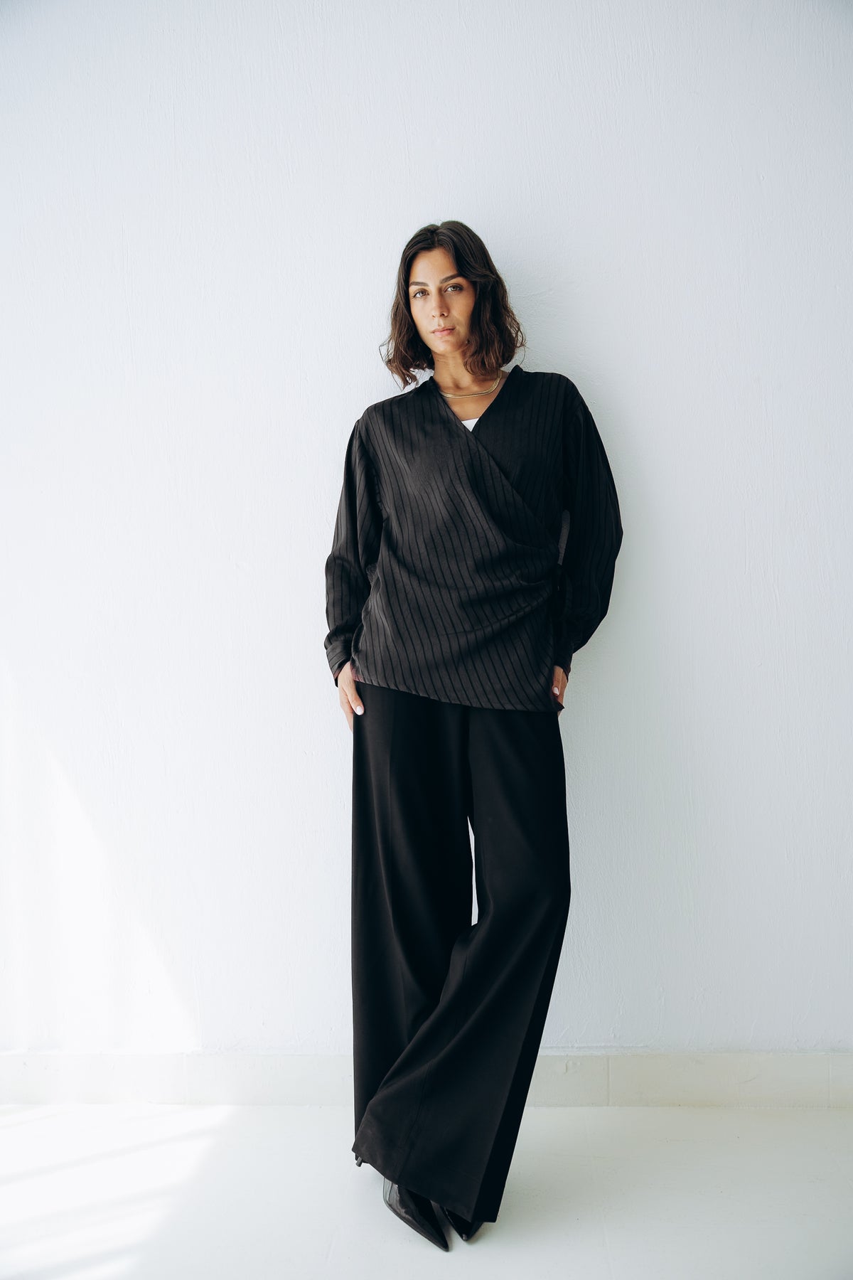 Glow Pleat Blouse in Black