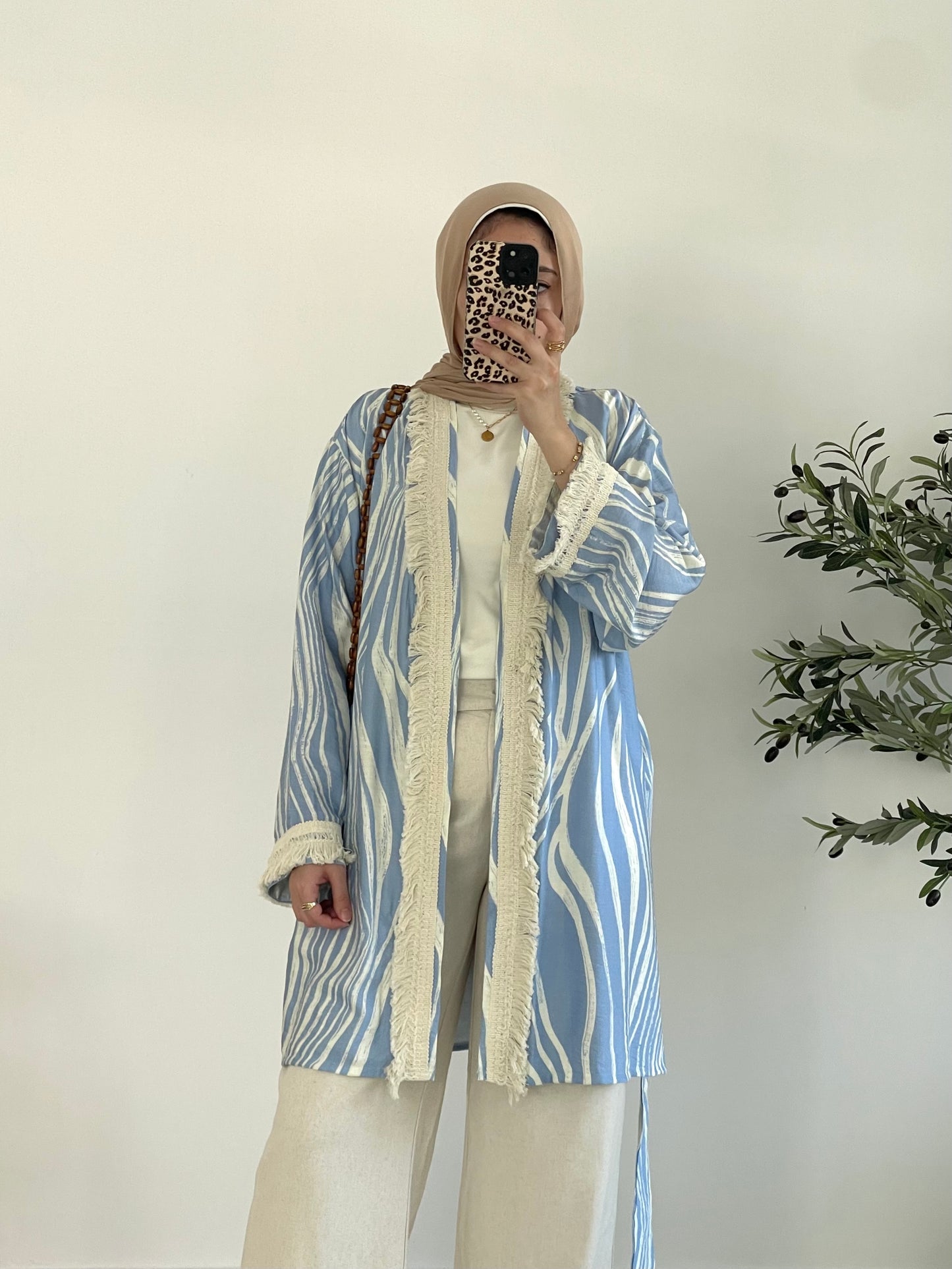 Oia Haze kimono in Sky blue