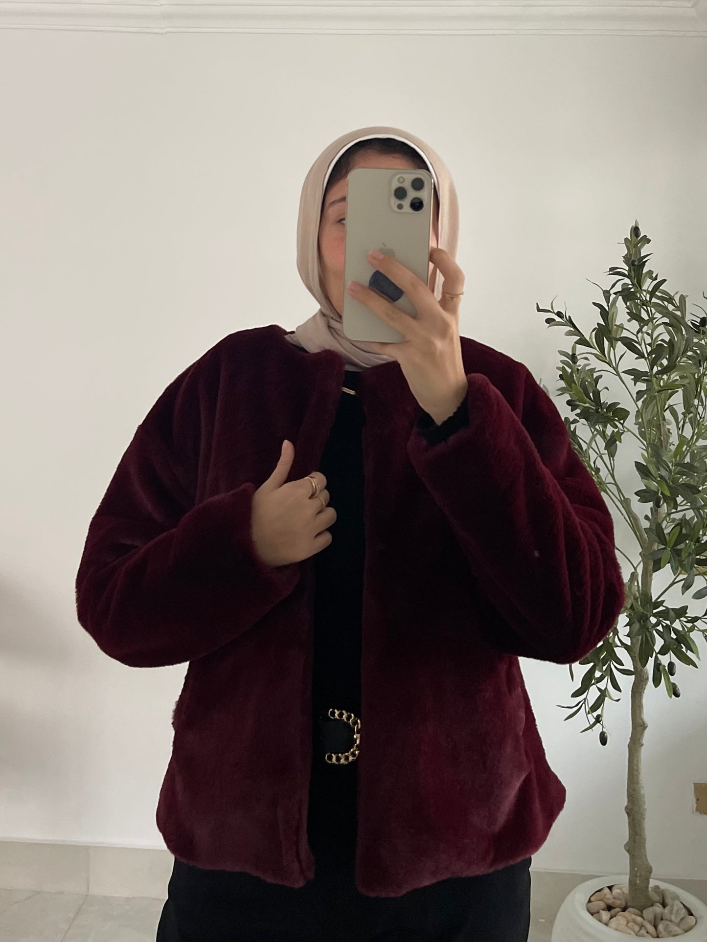 Maïa Fur Jacket in Burgundy