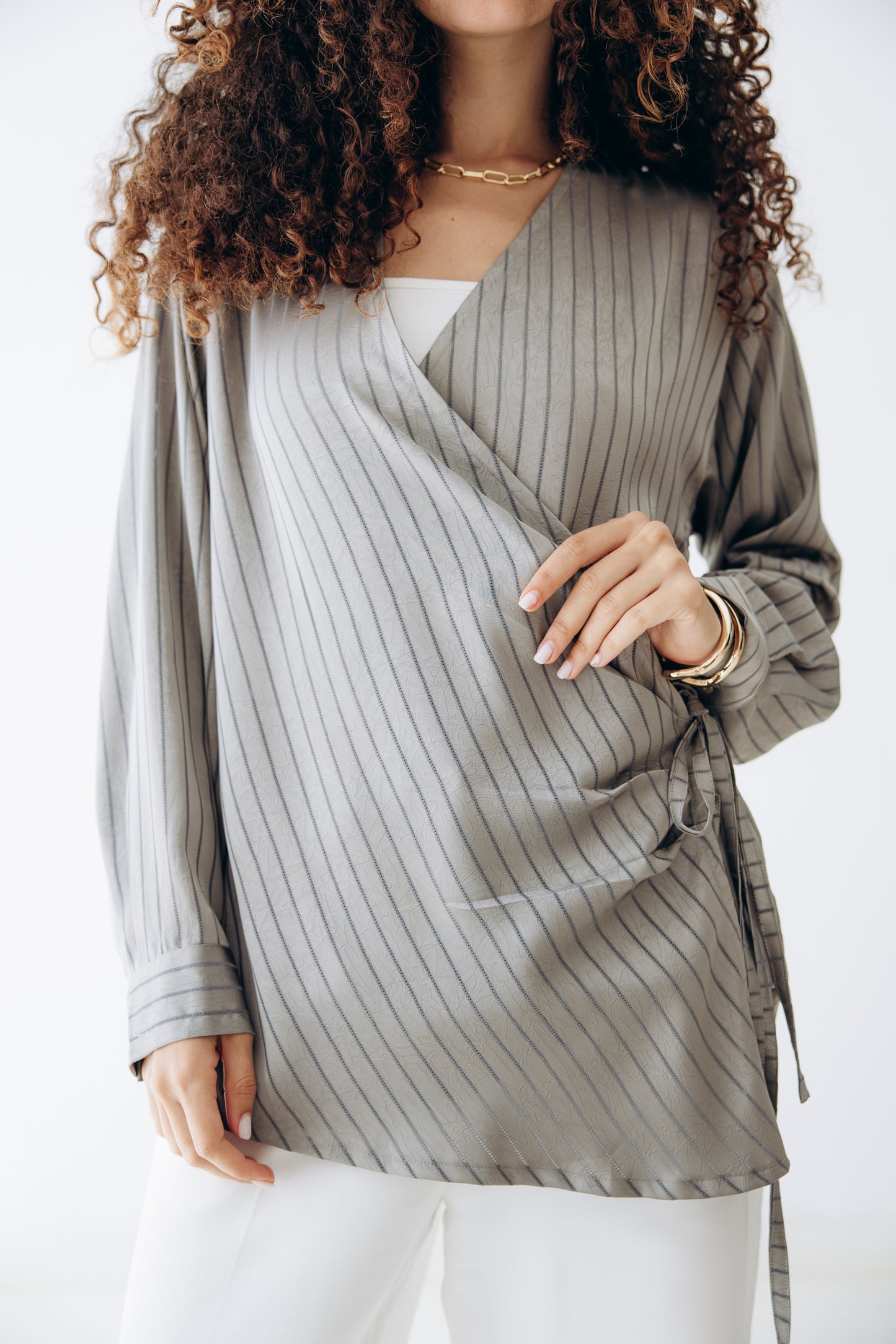 Glow Pleat Blouse in Stone