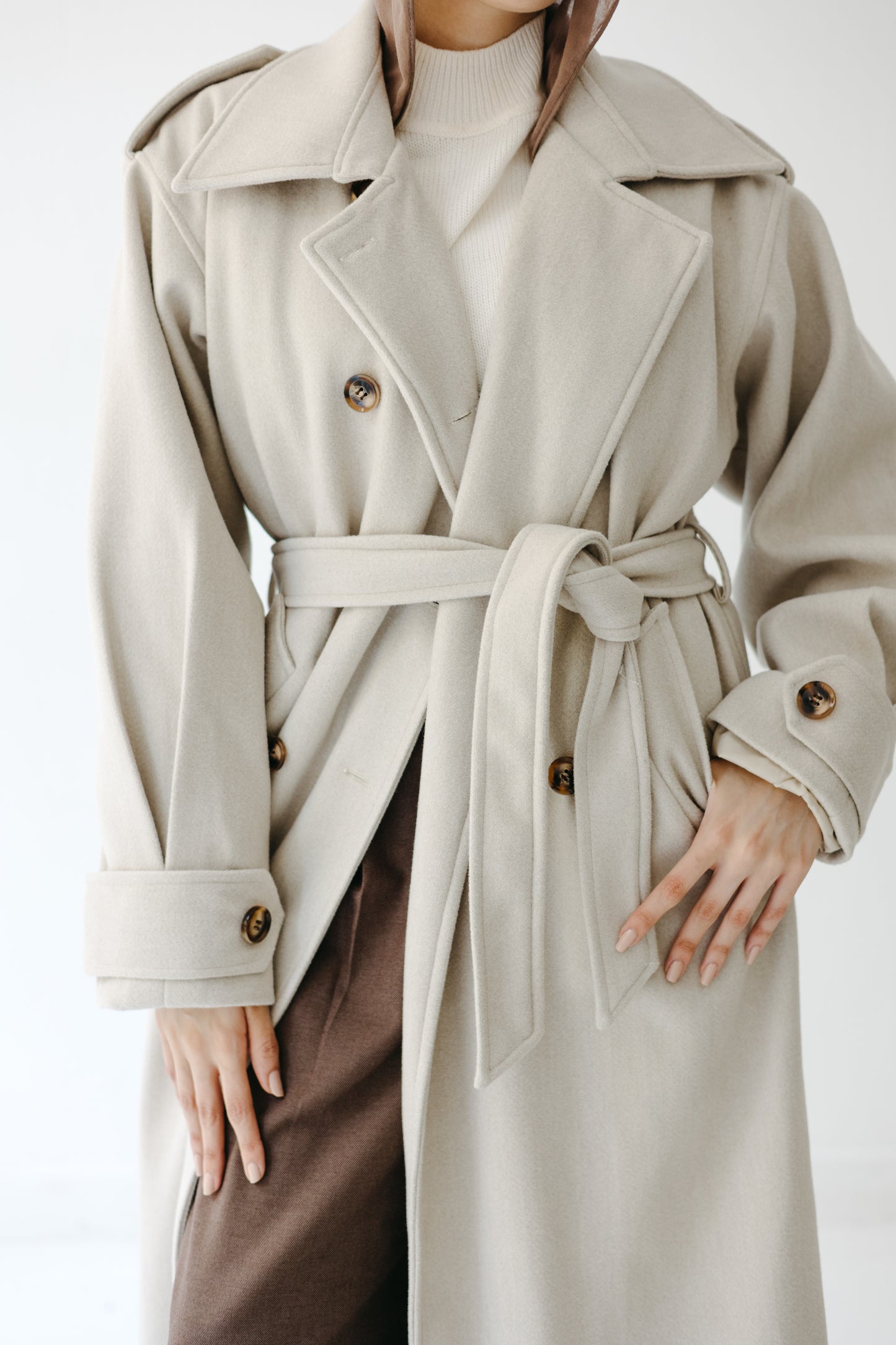 The Maison Coat in Almond beige