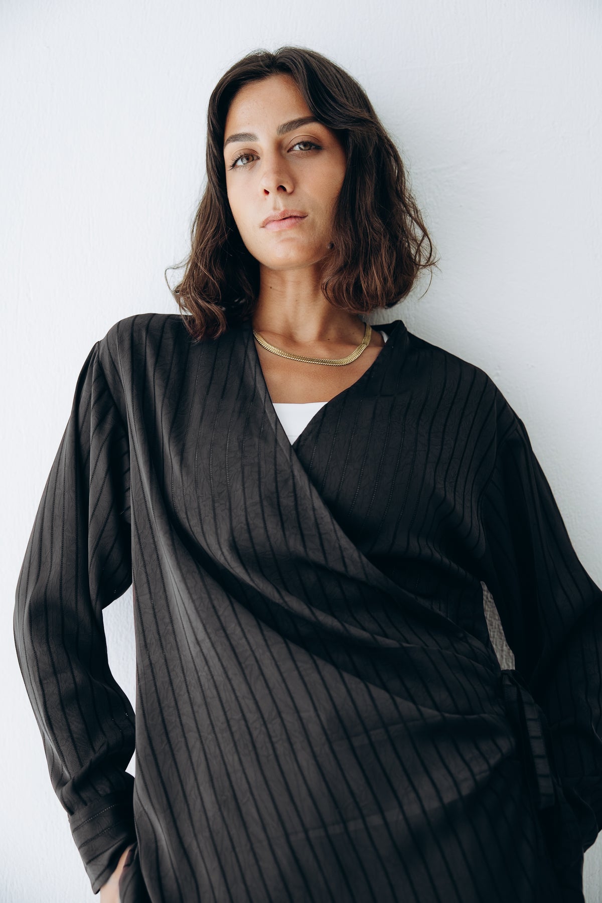 Glow Pleat Blouse in Black