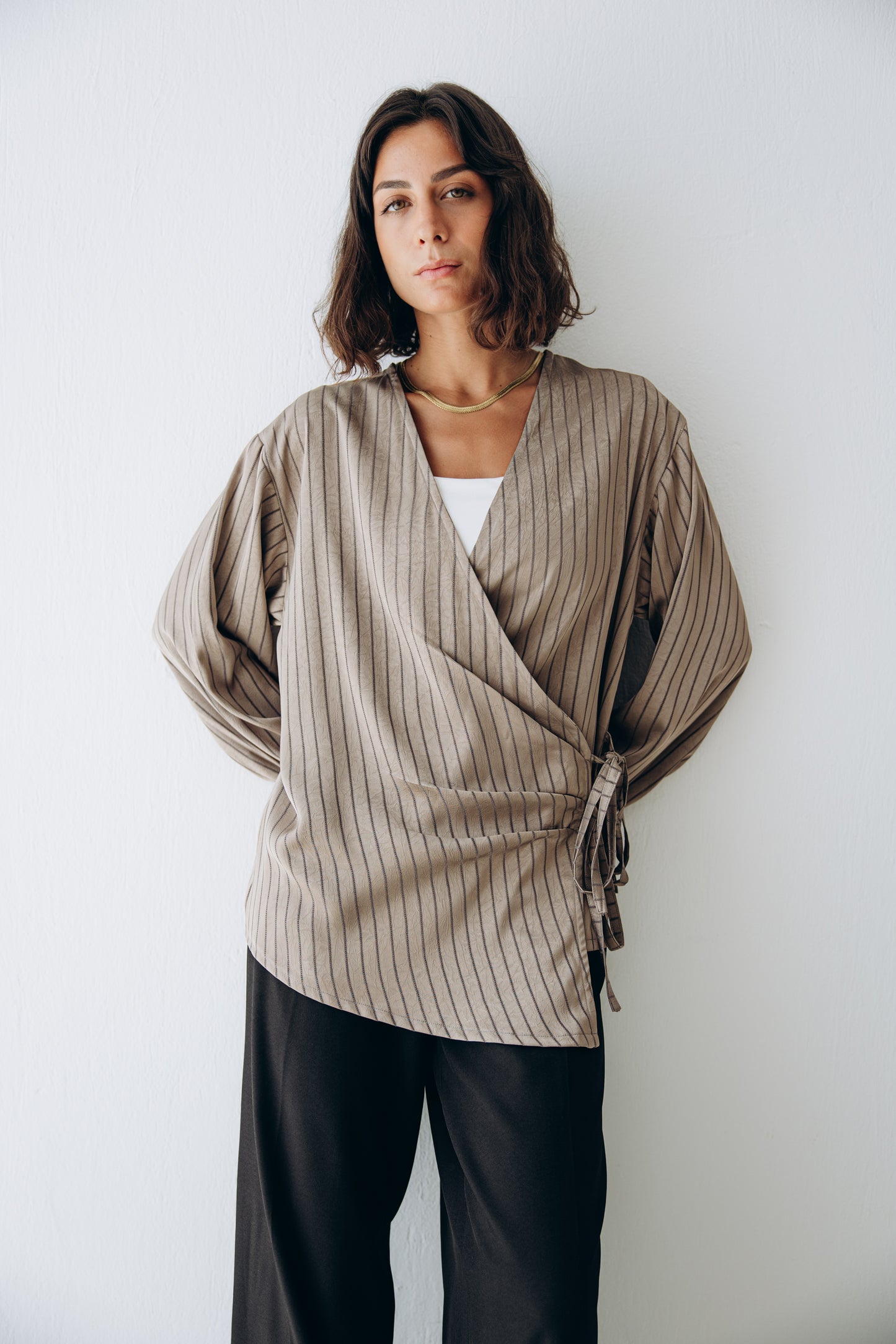 Glow Pleat Blouse in Olive