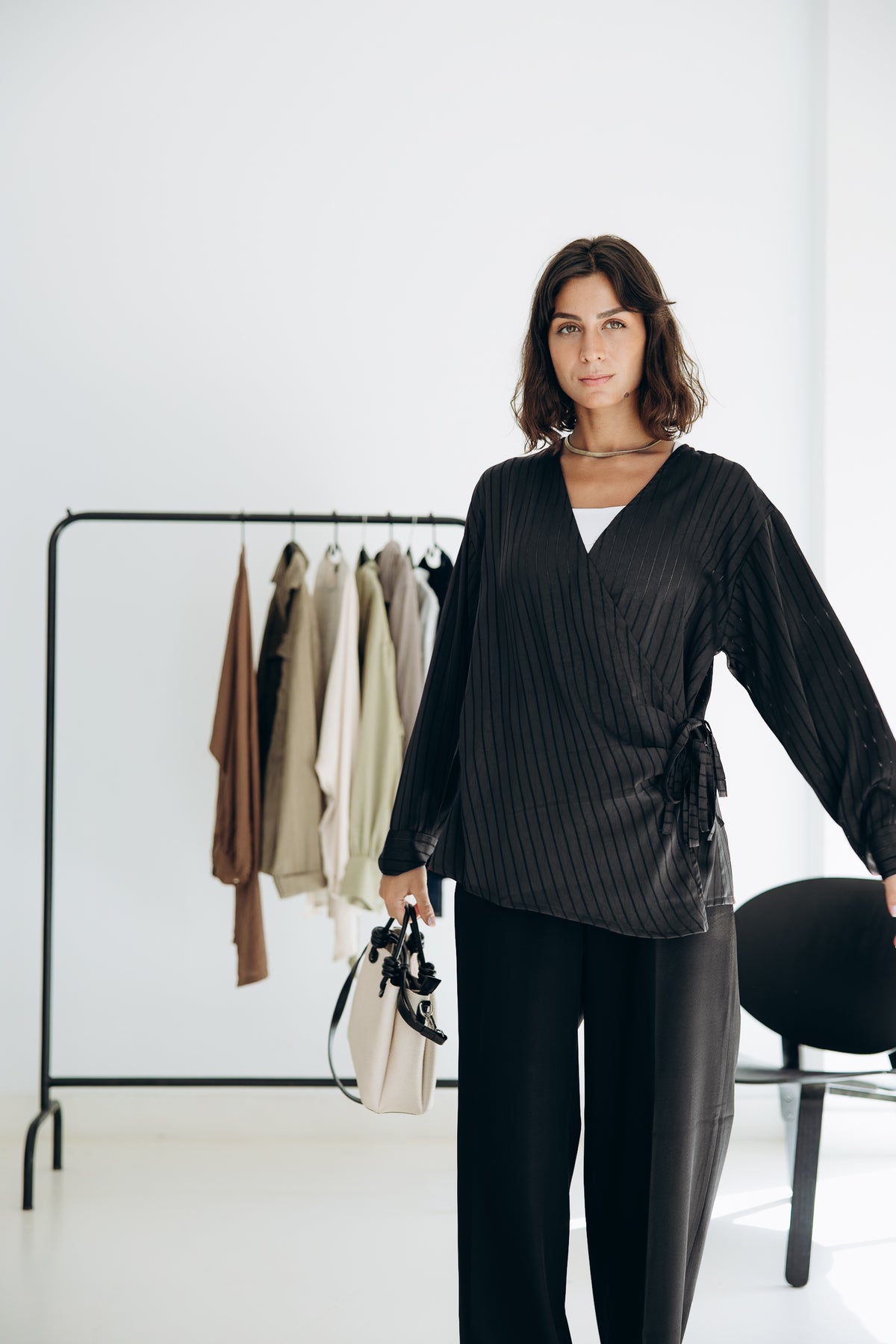 Glow Pleat Blouse in Black