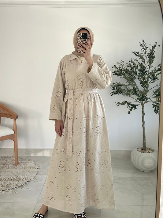 Summer Blossom Dress in Beige