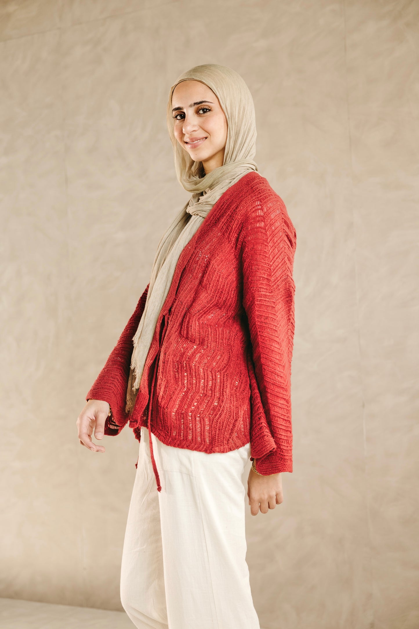 Havana cardigan in Pale Red