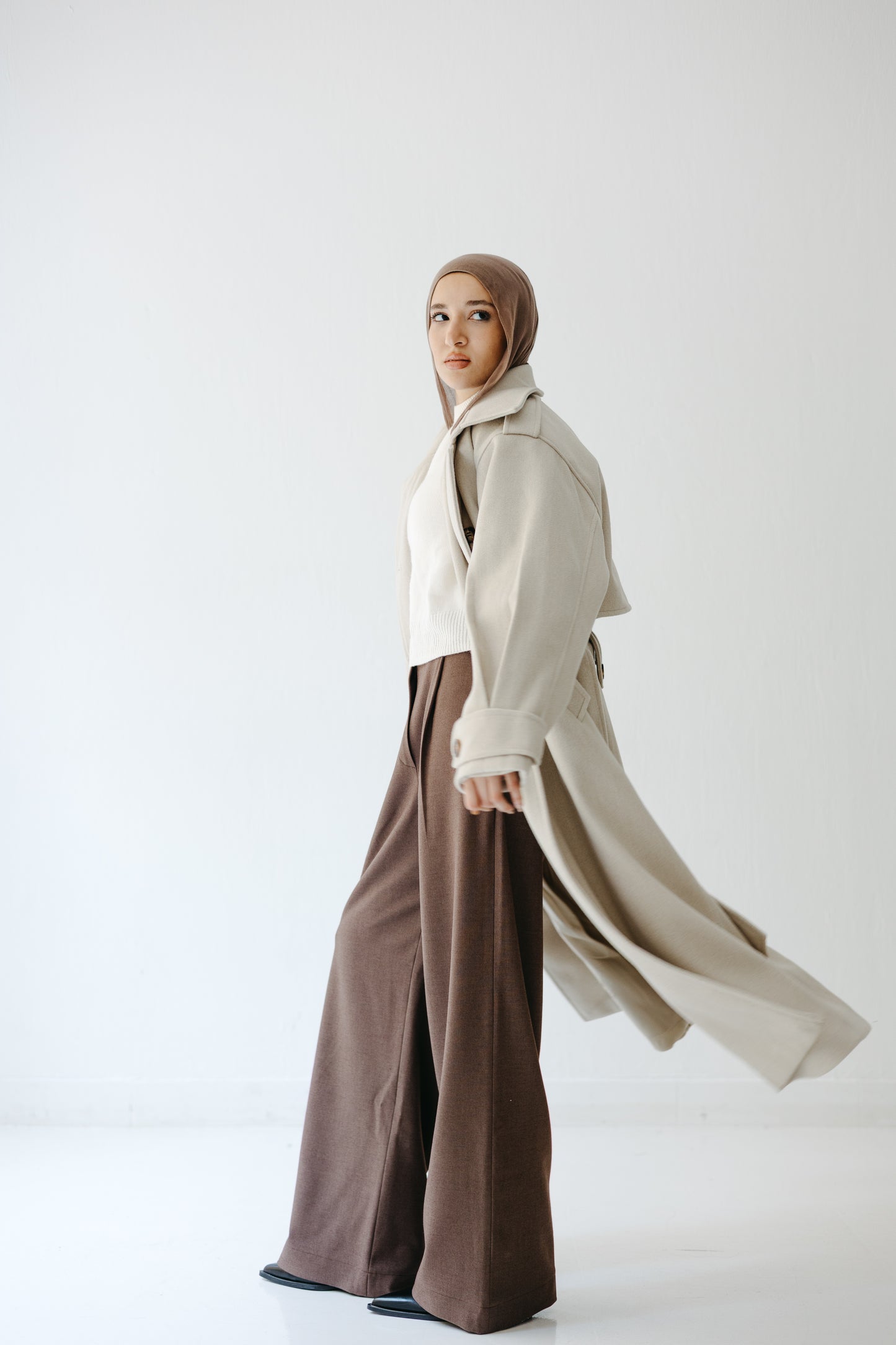 The Maison Coat in Almond beige