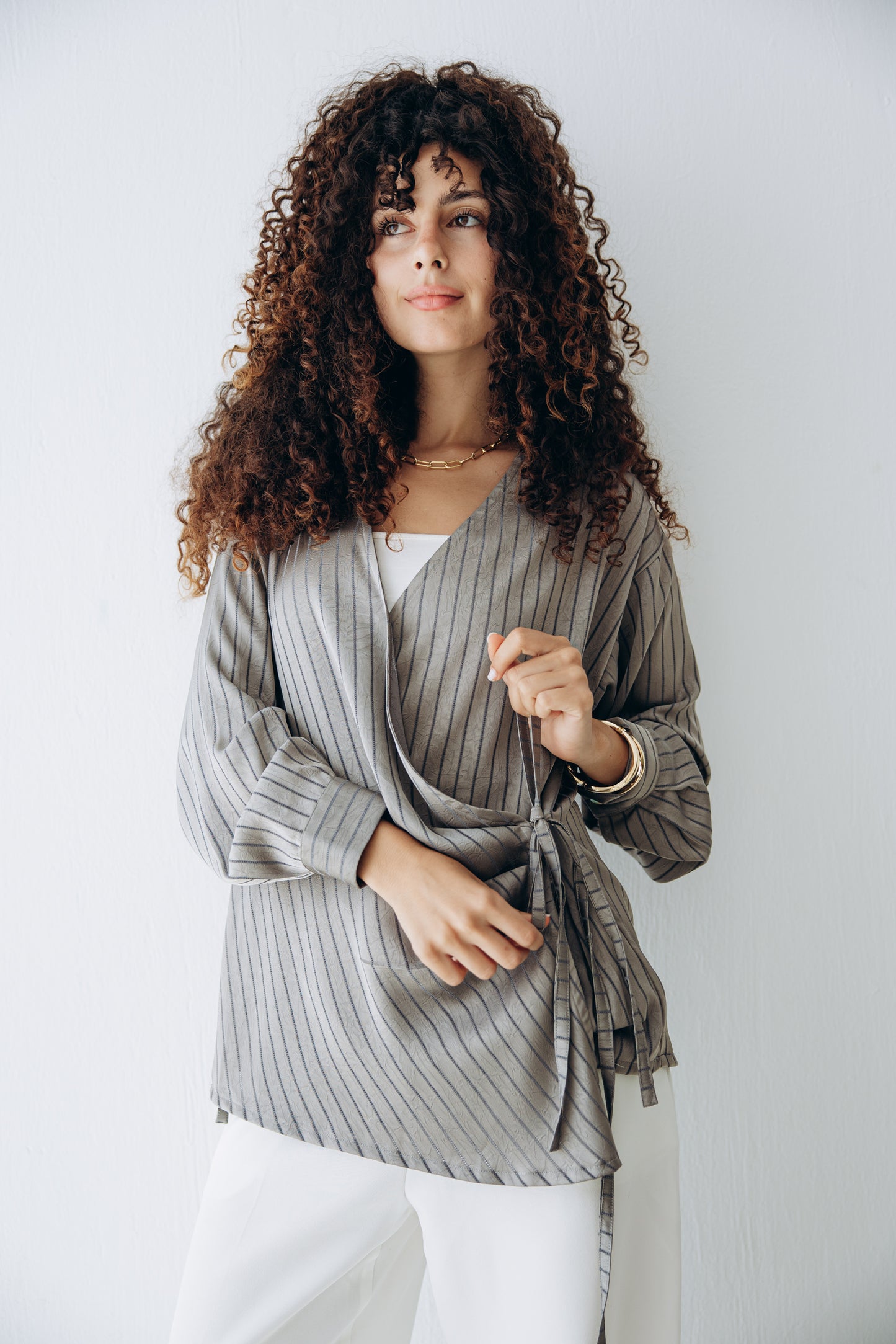 Glow Pleat Blouse in Stone