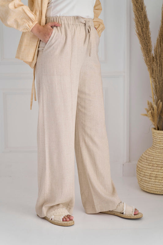 Beige Skye linen pants
