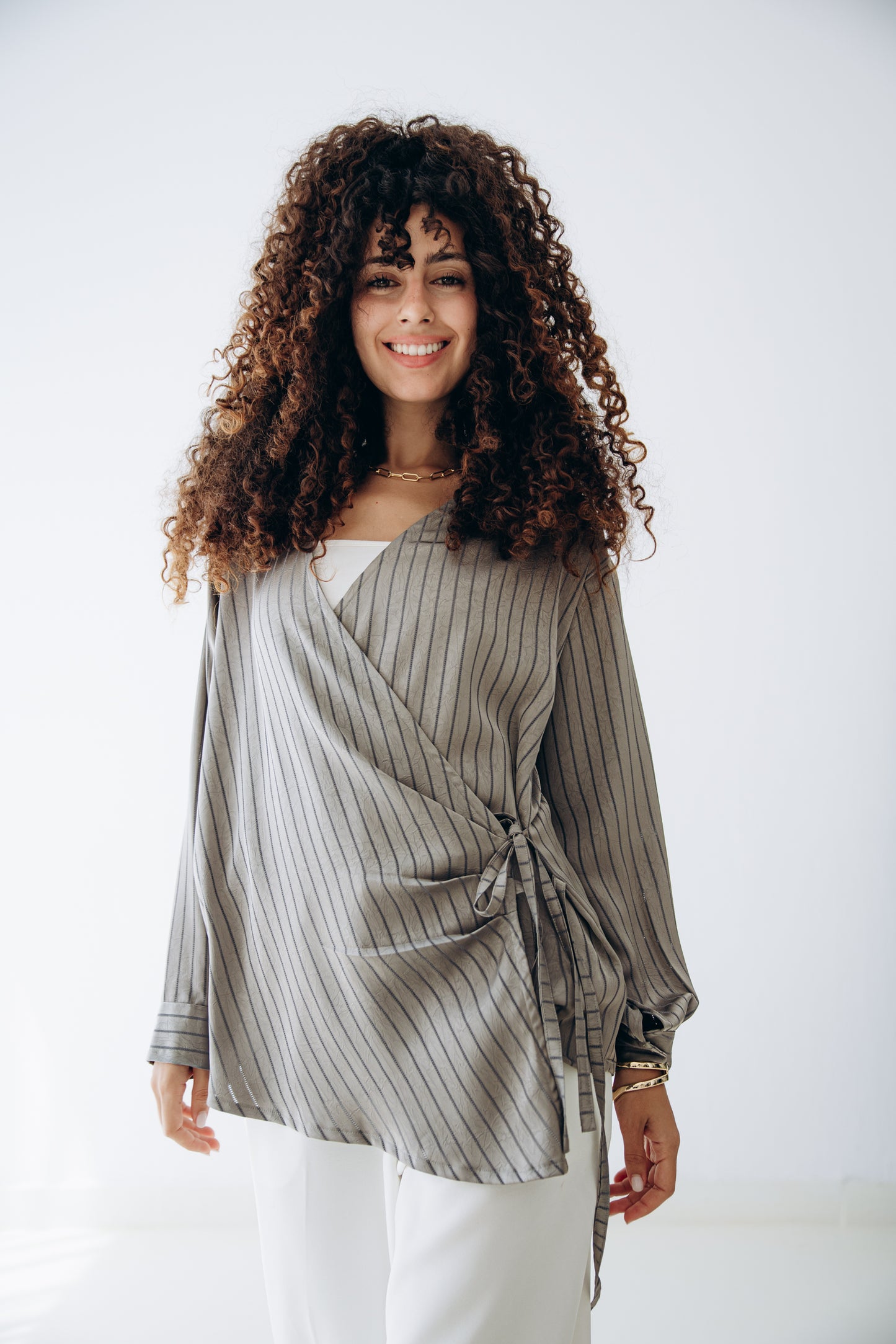 Glow Pleat Blouse in Stone