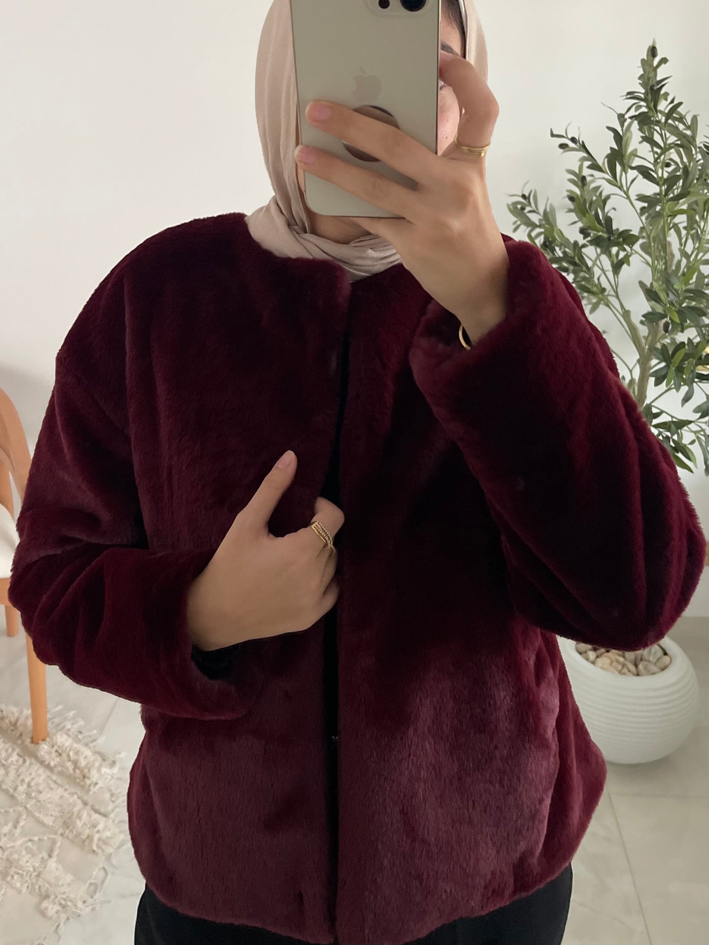 Maïa Fur Jacket in Burgundy