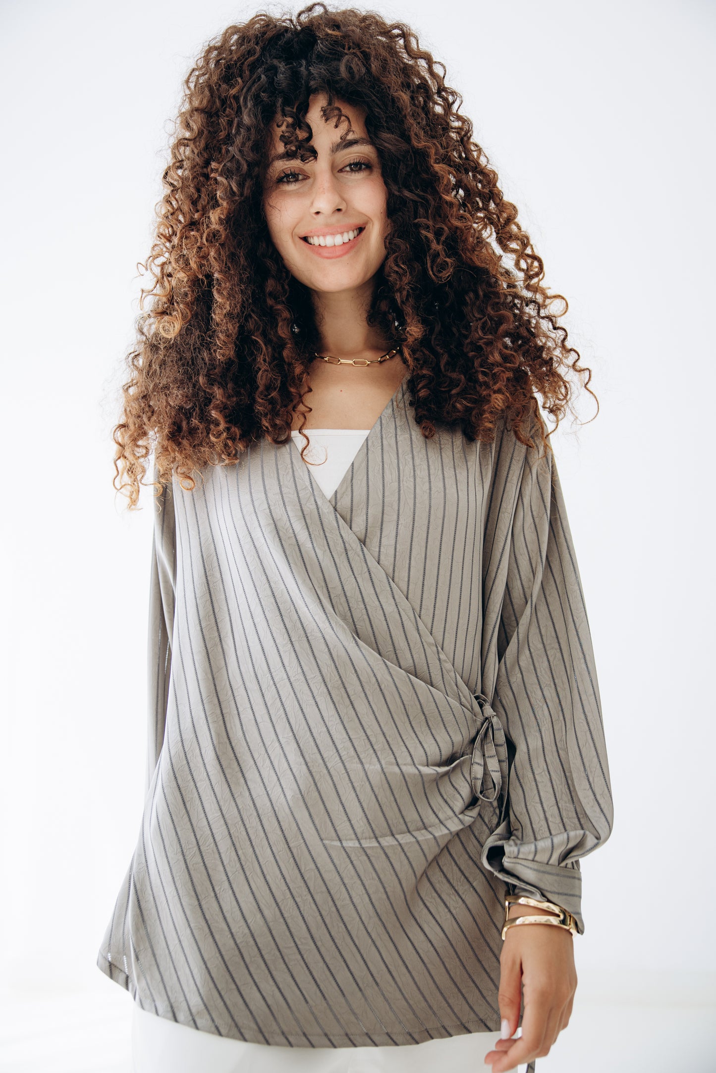 Glow Pleat Blouse in Stone