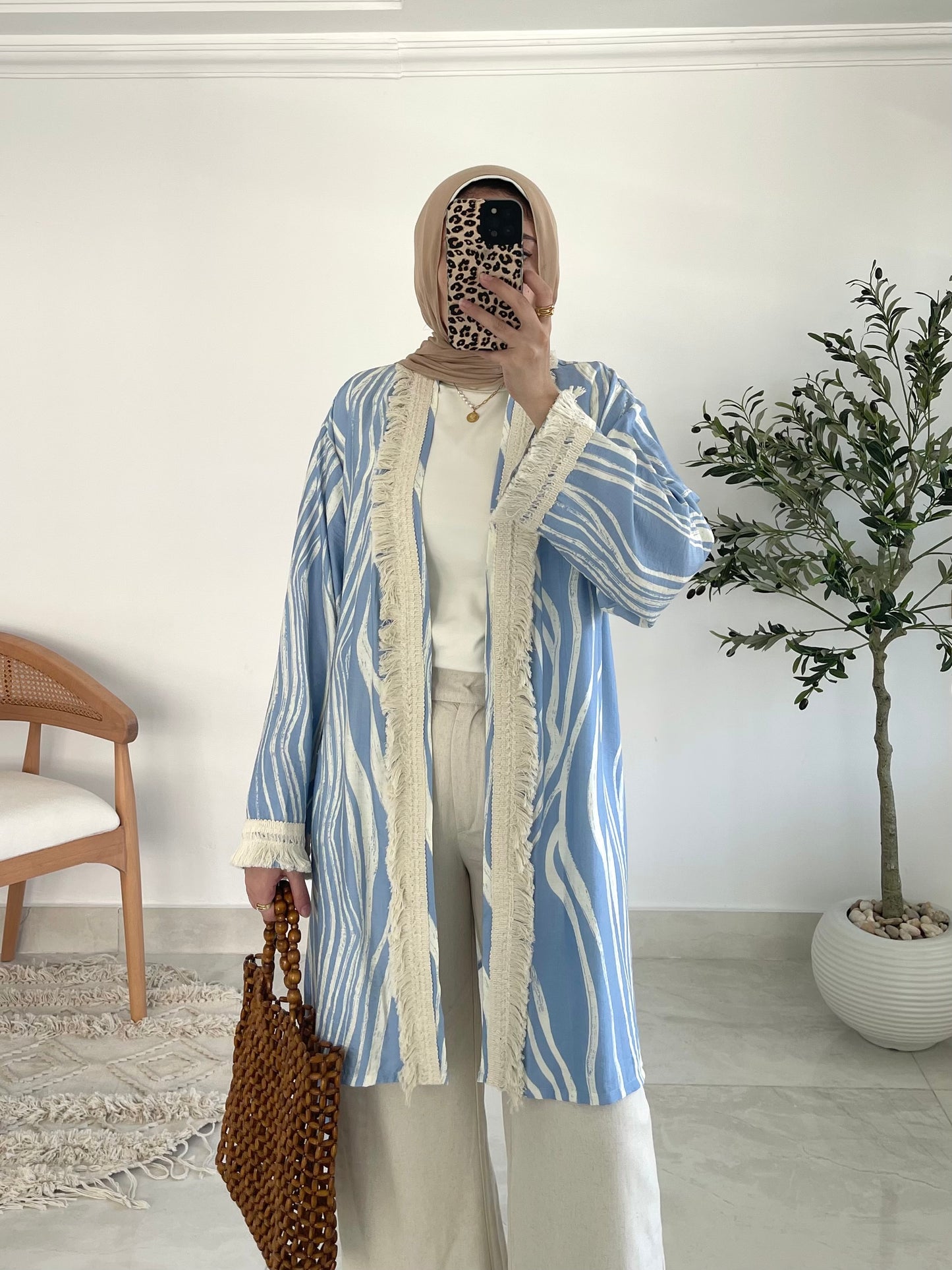 Oia Haze kimono in Sky blue