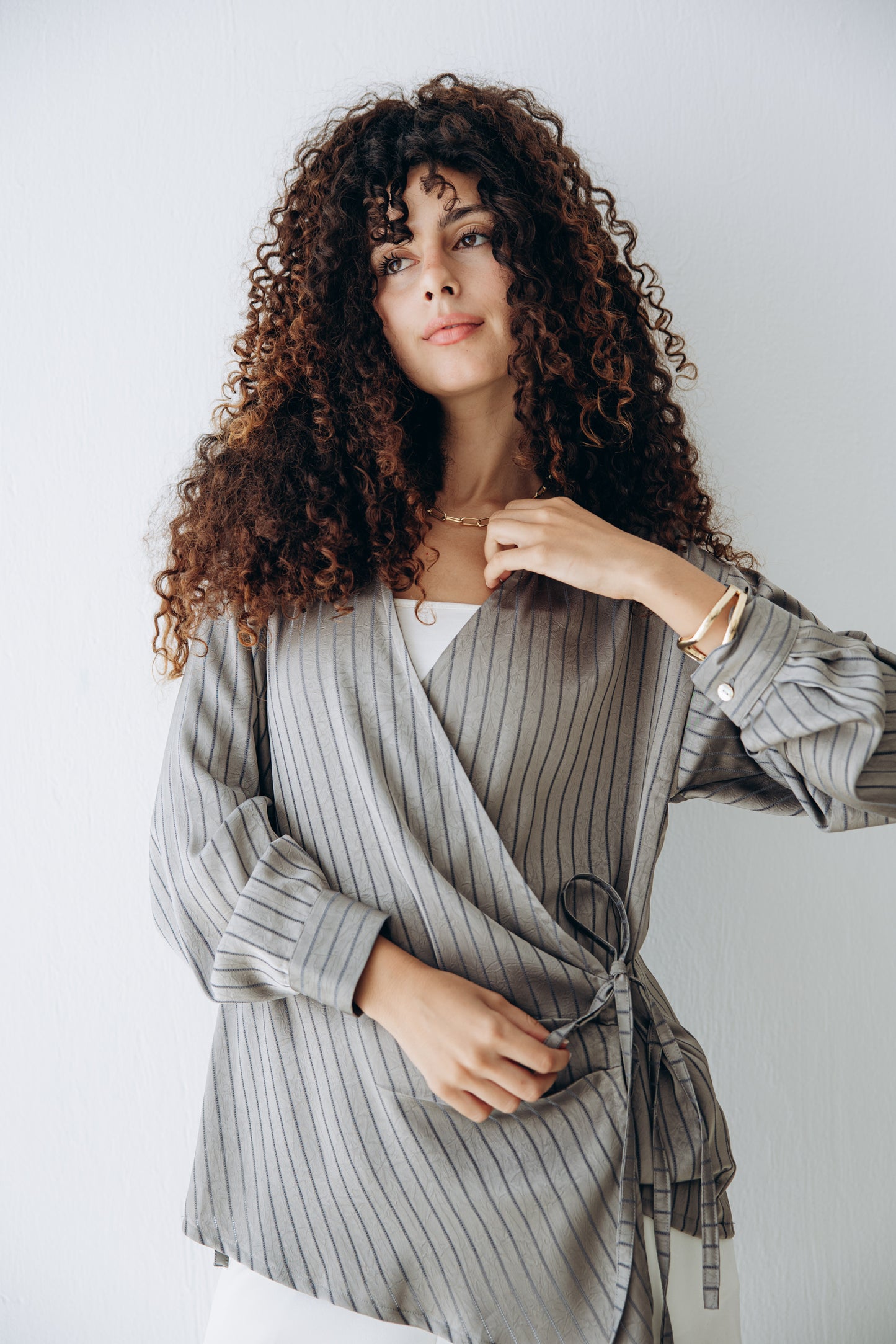 Glow Pleat Blouse in Stone