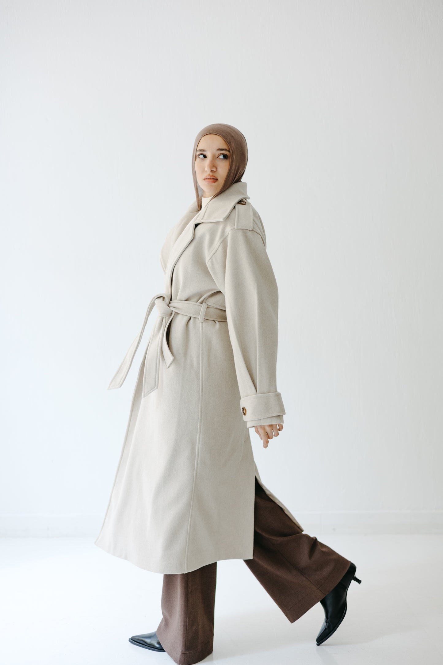 The Maison Coat in Almond beige