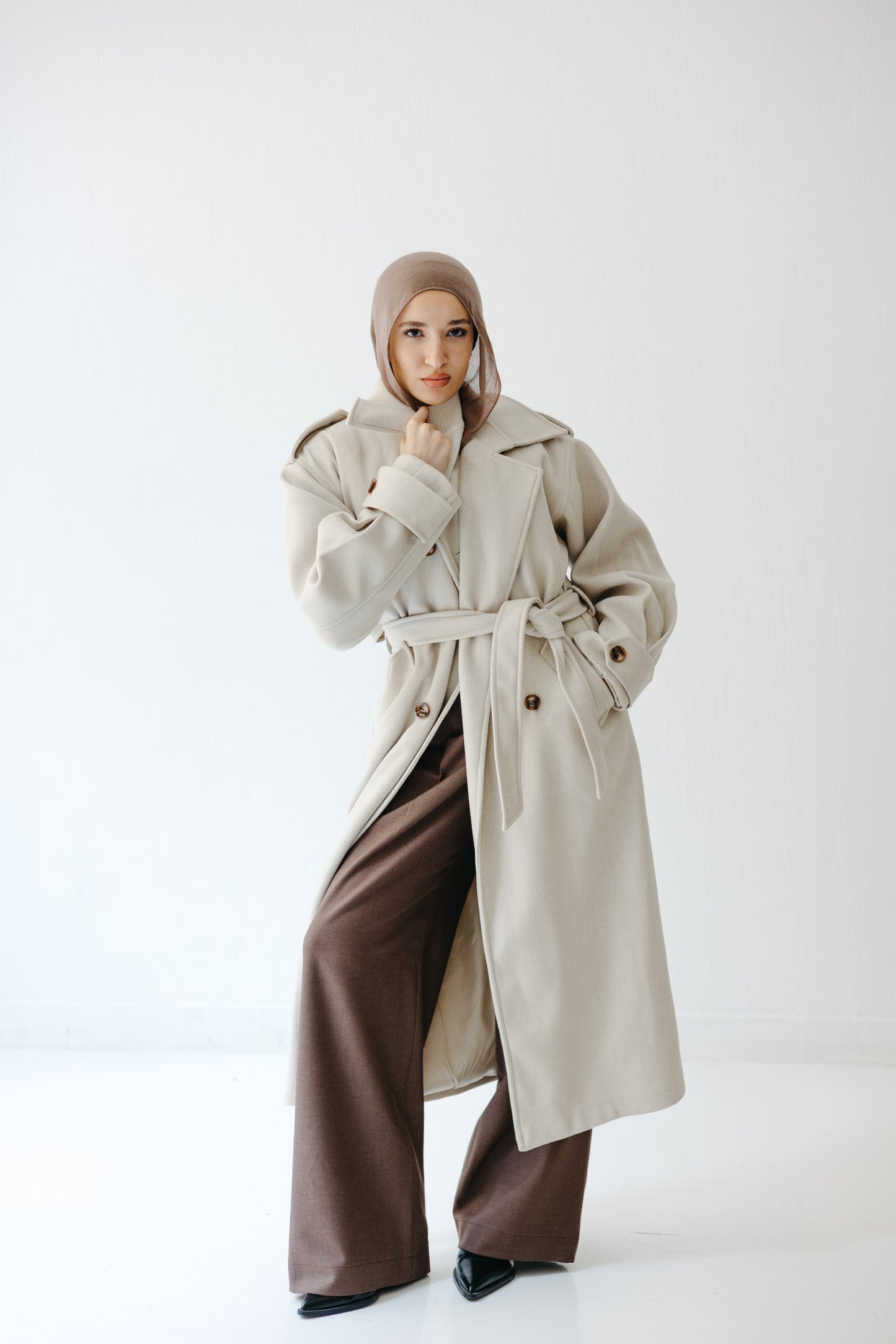 The Maison Coat in Almond beige