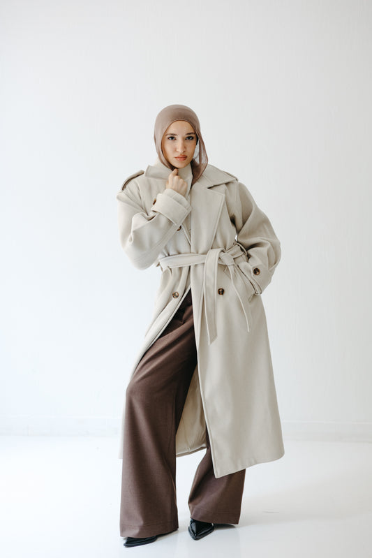 The Maison Coat in Almond beige