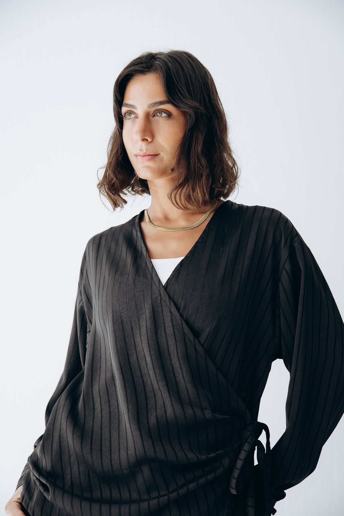 Glow Pleat Blouse in Black