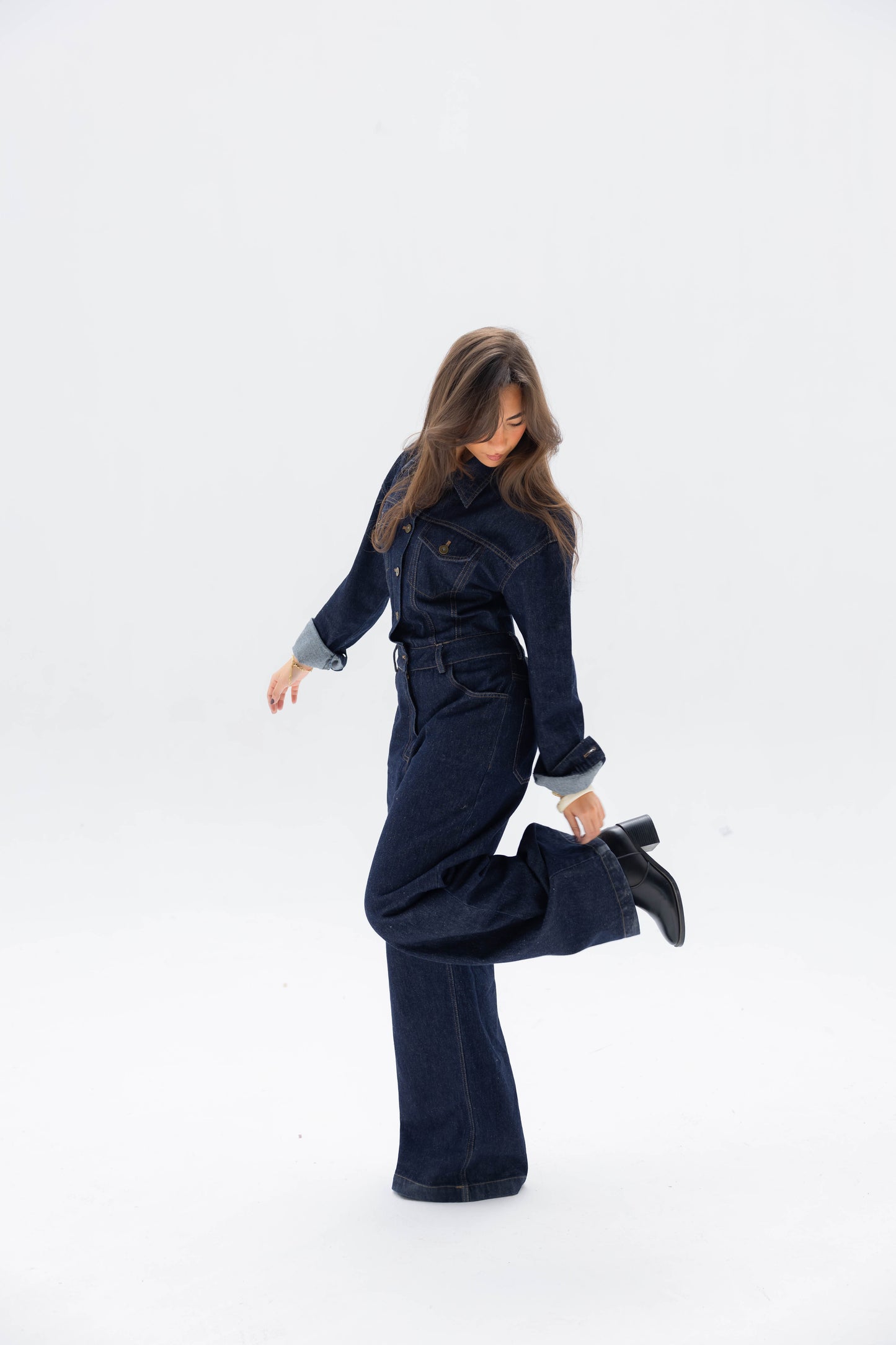 Clara Jumpsuit in Raw Denim