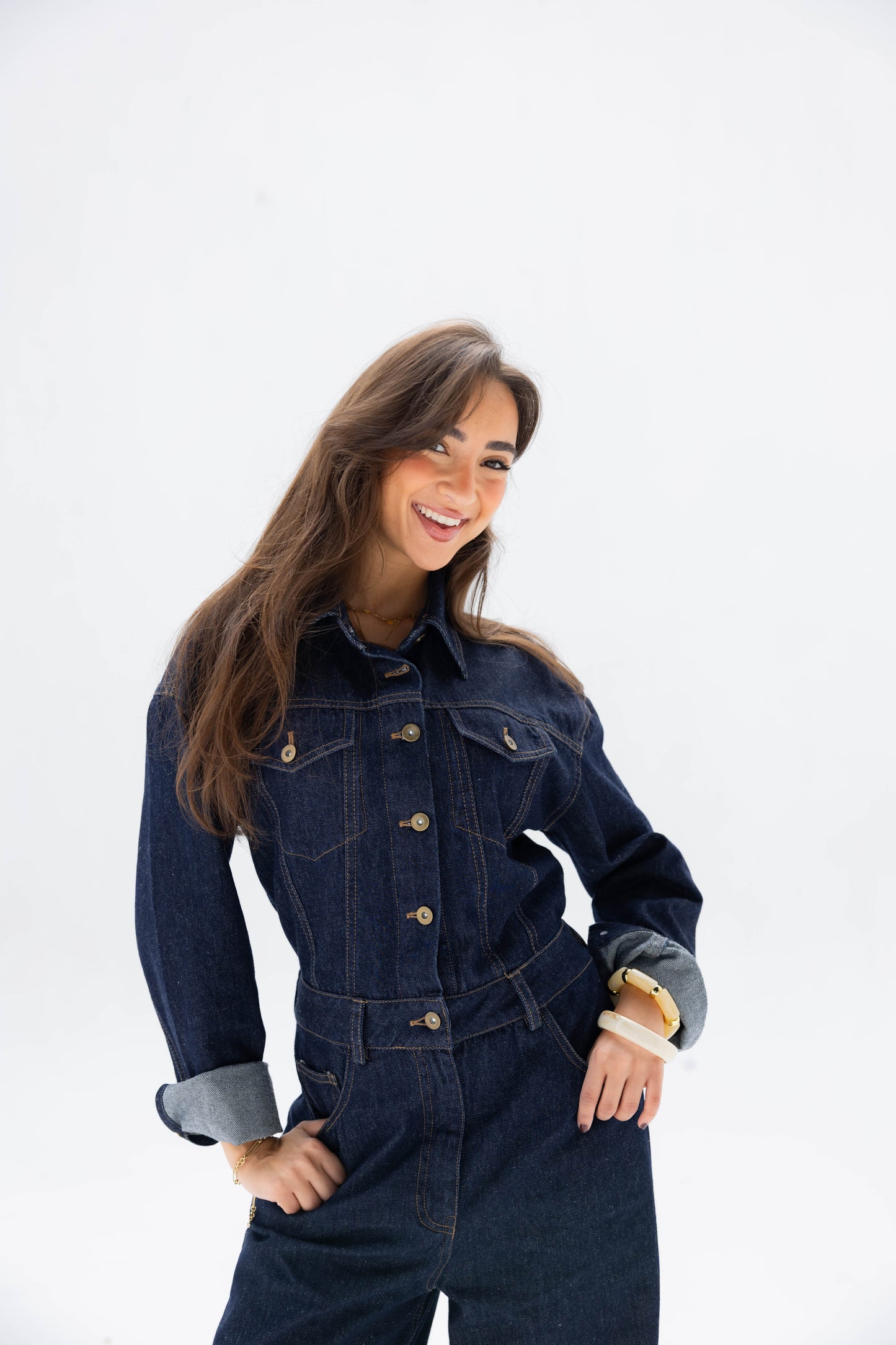 Clara Jumpsuit in Raw Denim