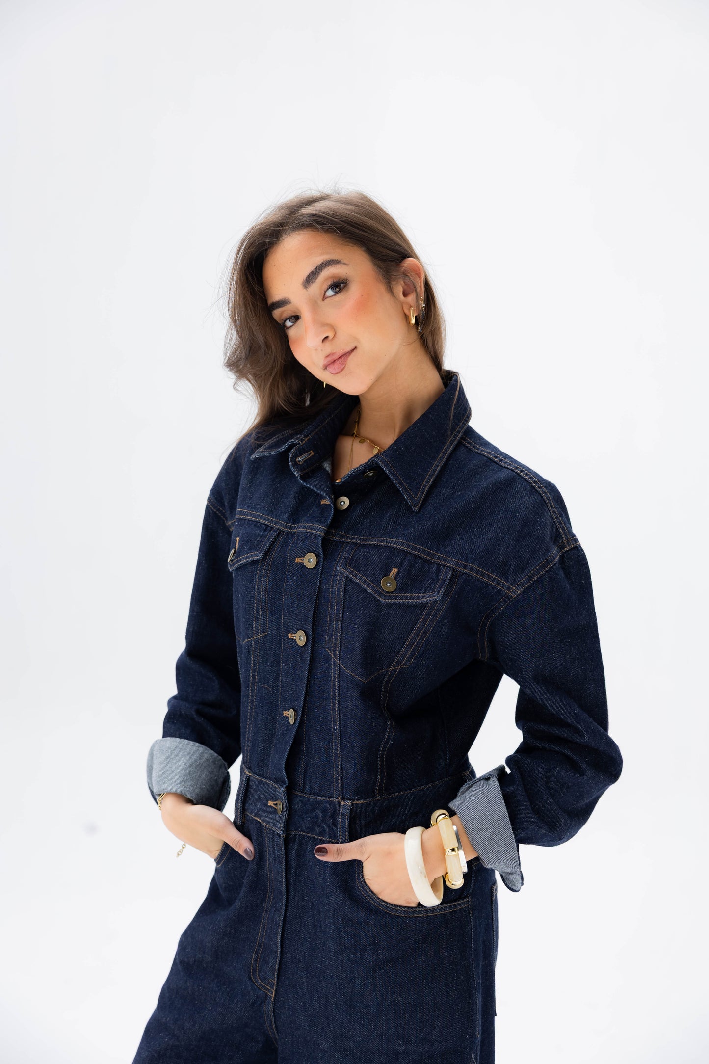 Clara Jumpsuit in Raw Denim