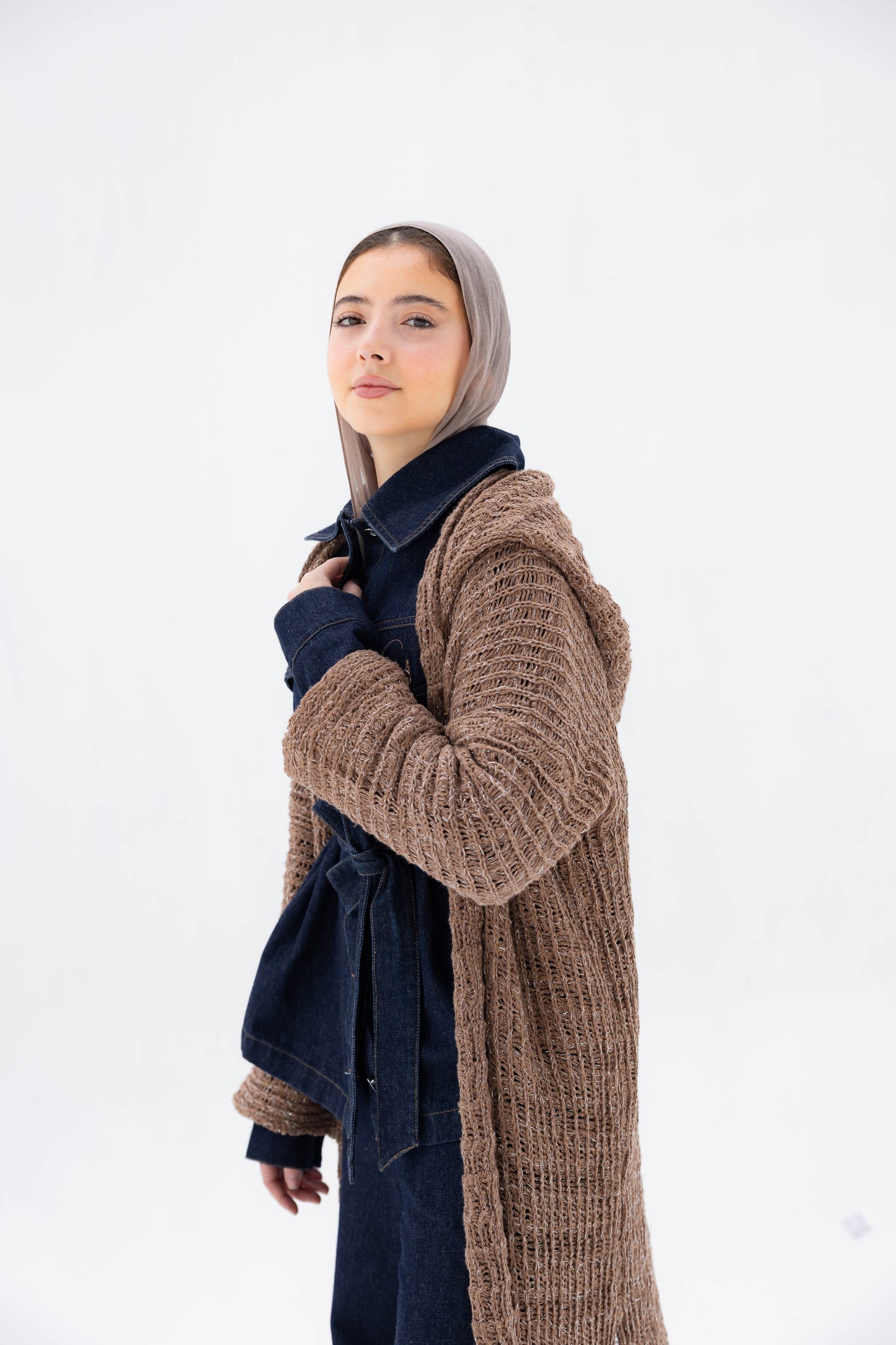 Twilight Knit Cardigan in Shimmer Brown