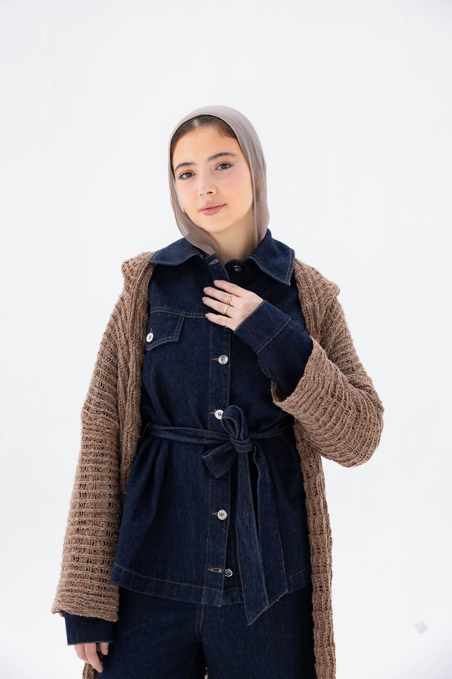 Twilight Knit Cardigan in Shimmer Brown