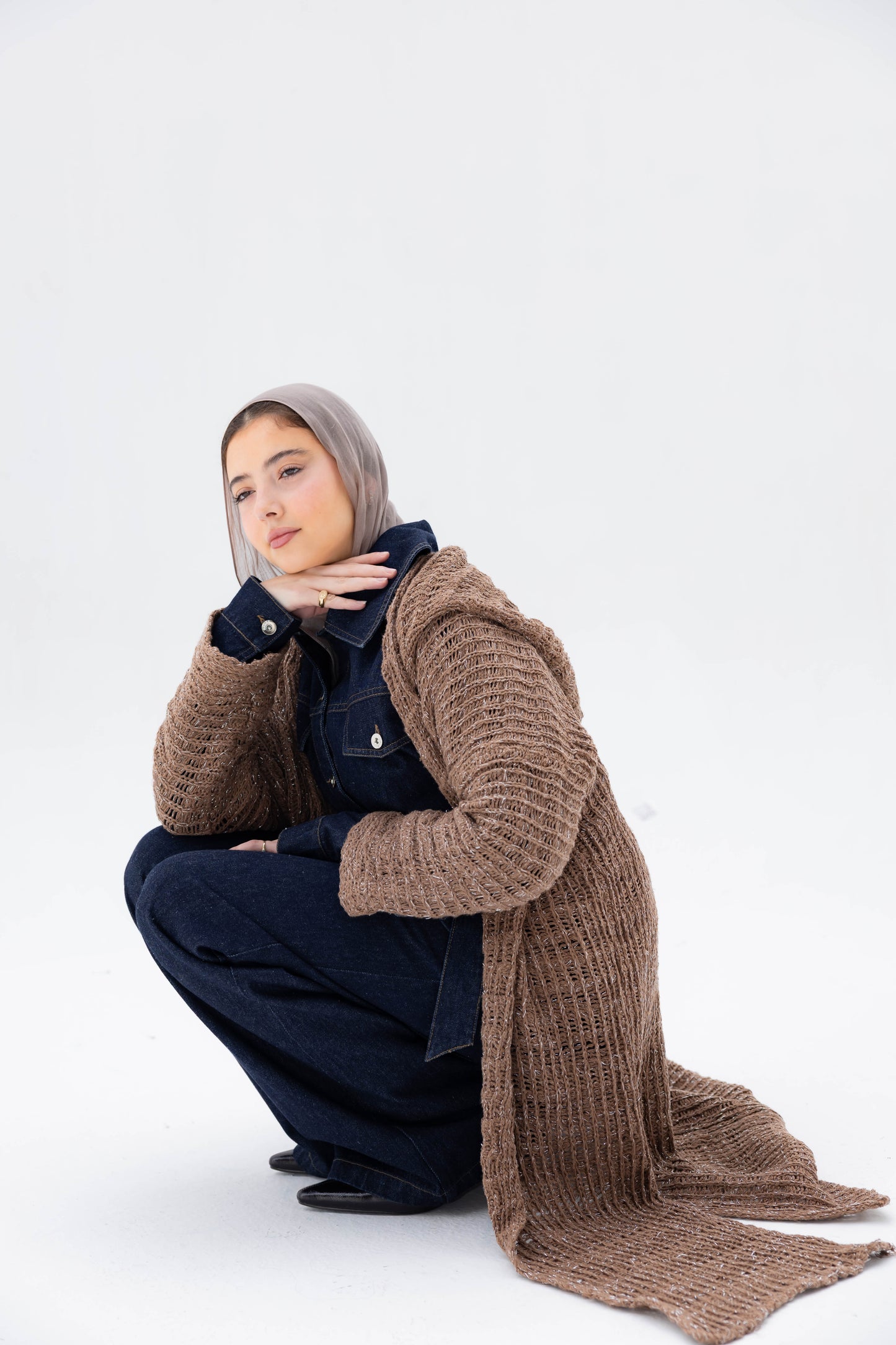 Twilight Knit Cardigan in Shimmer Brown