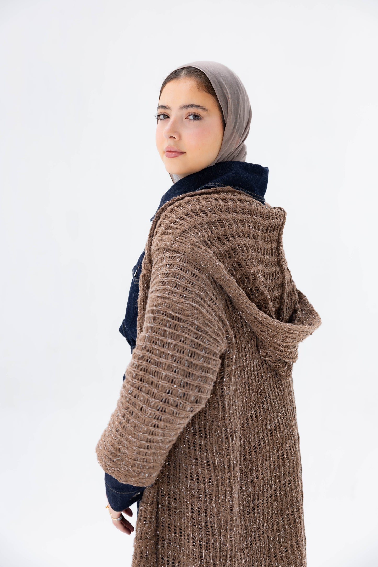 Twilight Knit Cardigan in Shimmer Brown