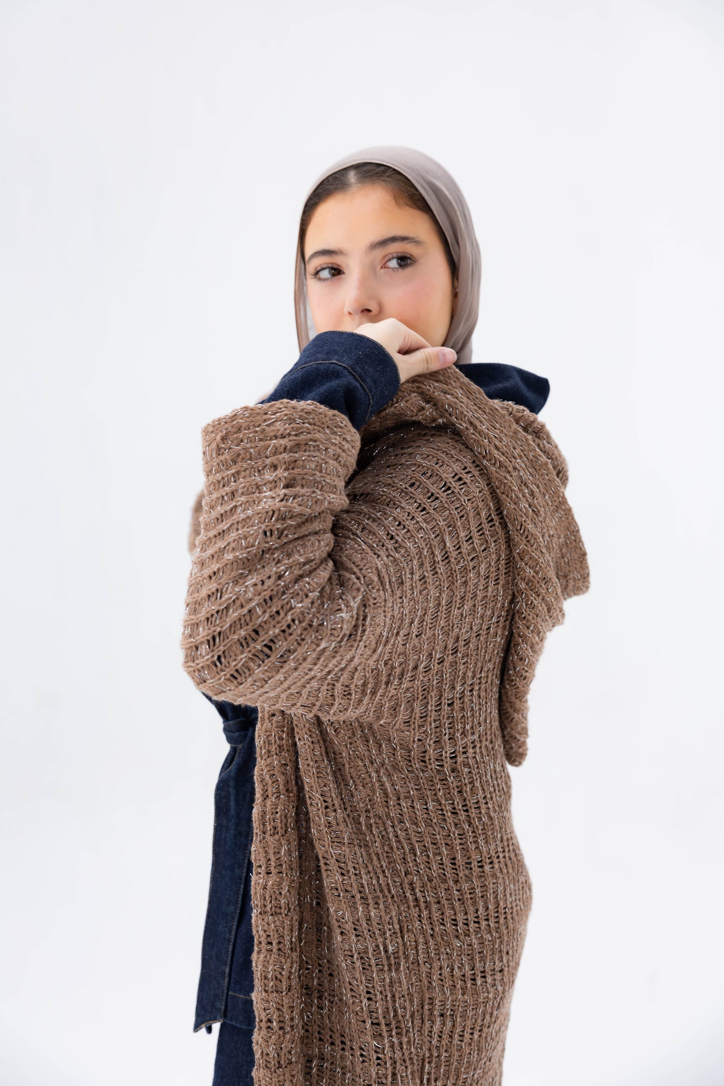 Twilight Knit Cardigan in Shimmer Brown