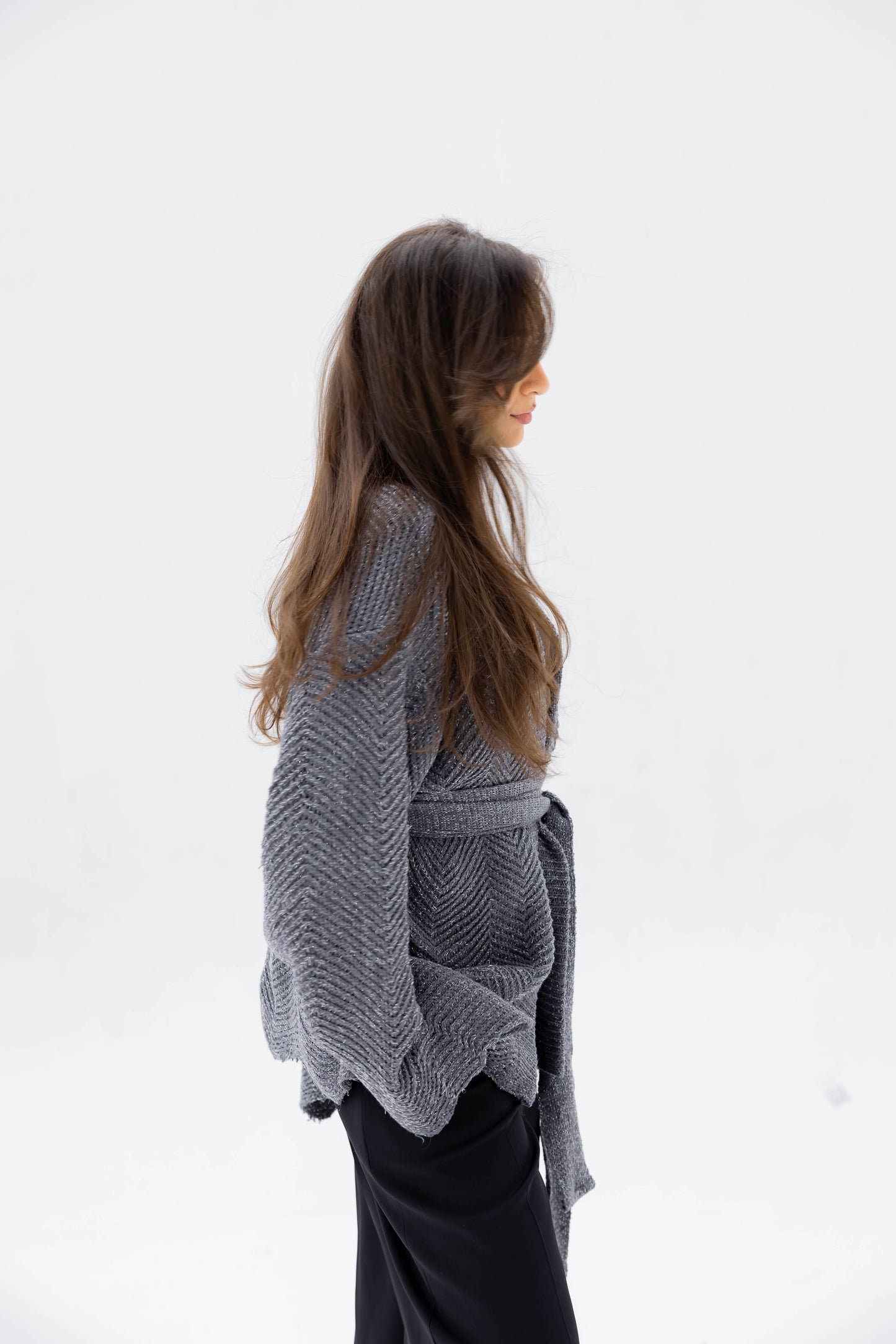Rosalie Knit Cardigan in Shimmer Gray
