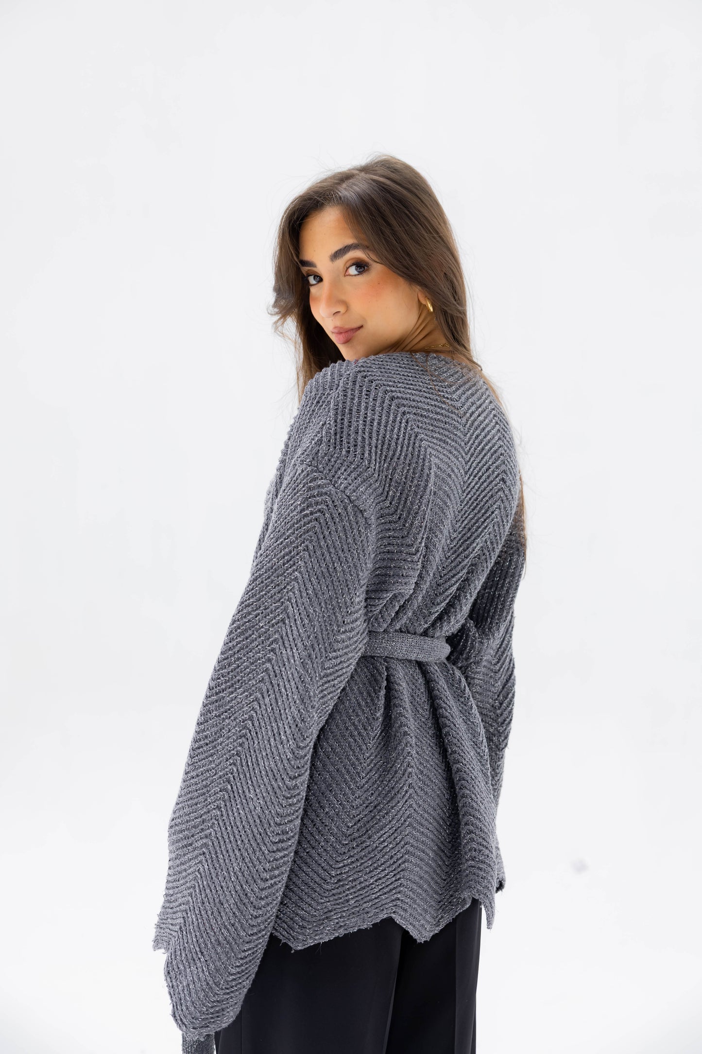 Rosalie Knit Cardigan in Shimmer Gray